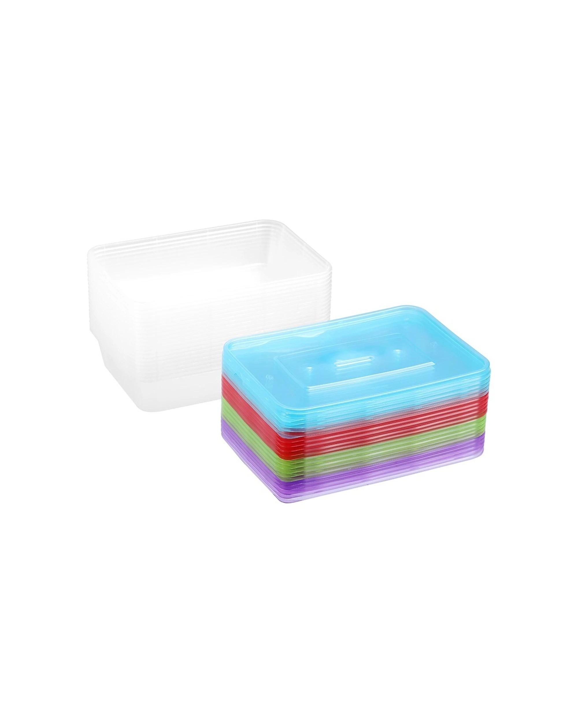 3 20pk Lemon & Lime Rectangle 500ml Reusable Food/meal Container W/ Coloured Lids
 - Multi, 3 of 6