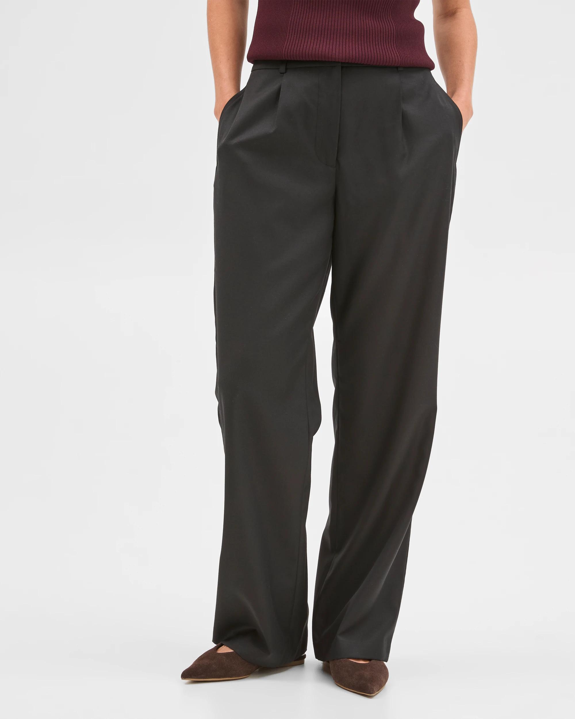 2 Preview Wool Blend Tailored Straight Leg Pants BLACK, 2 of 6