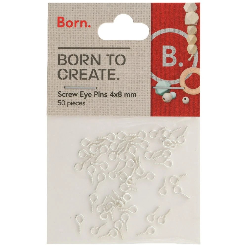 1 Born Screw In Eye Loop 50 Pieces Silver, 1 of 2