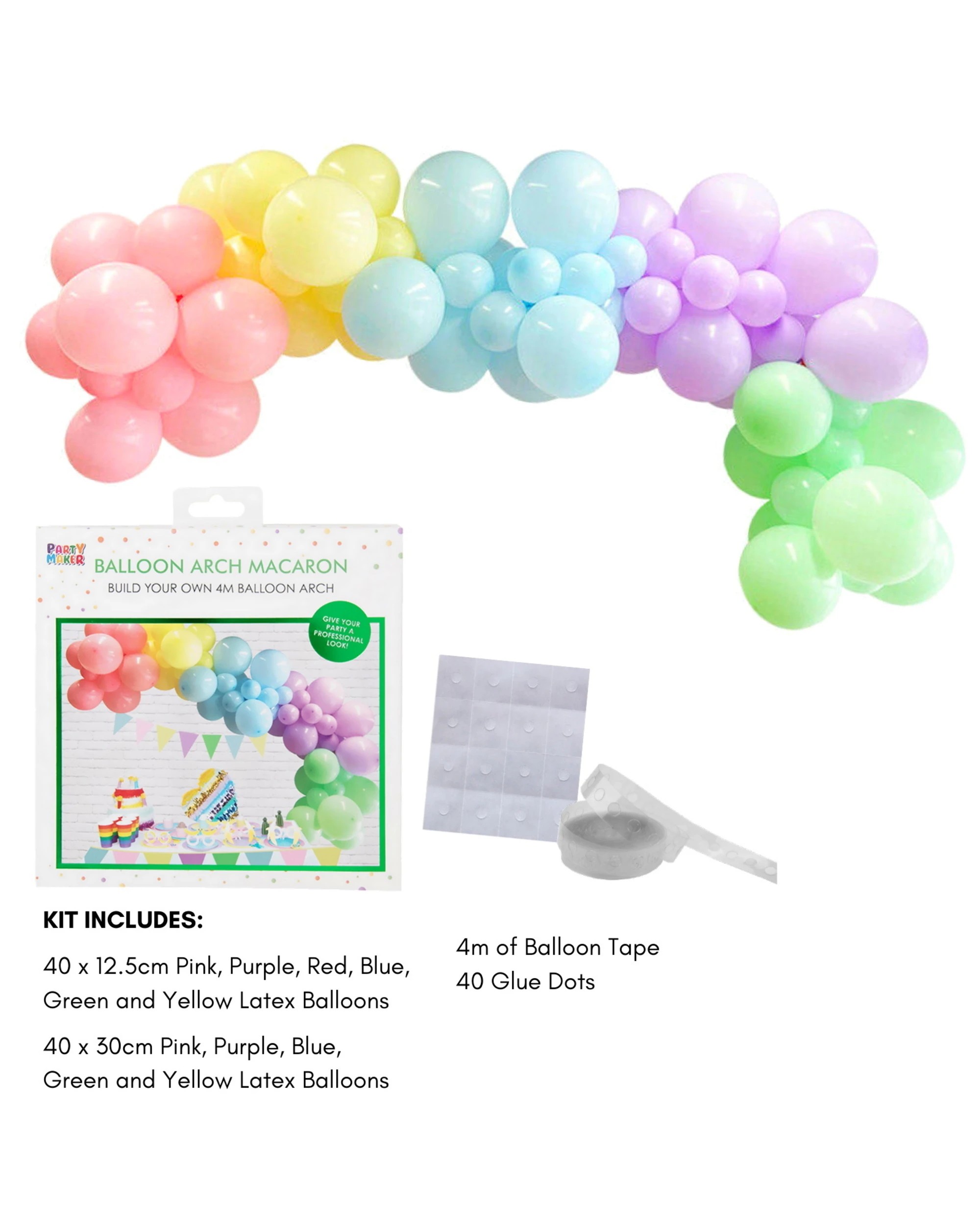 4 Partyrama Pastel Rainbow 4m Balloon Arch Kit - Pastel Rainbow, 4 of 4