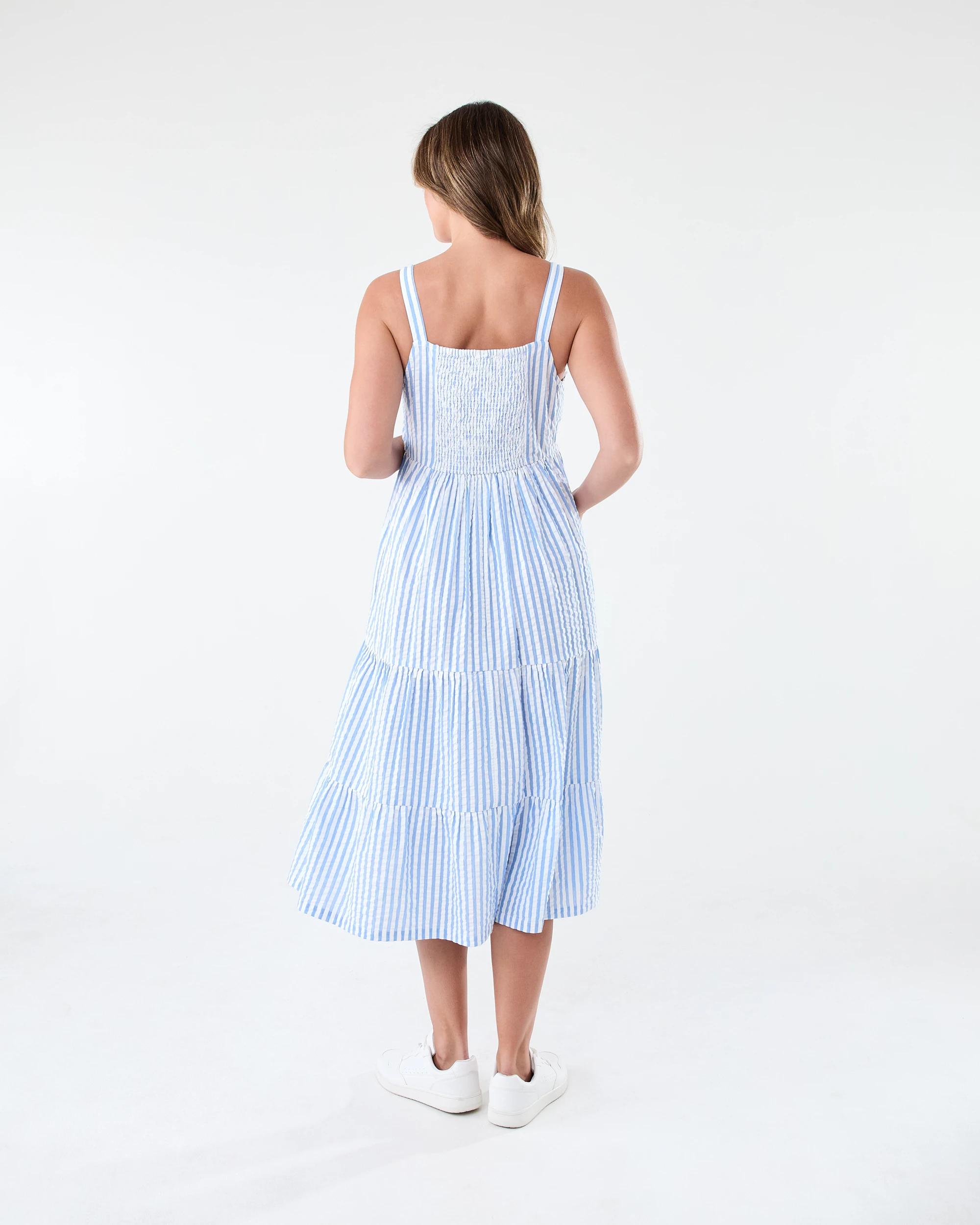 3 Maternity Sleeveless Dress Blu Stripe, 3 of 8