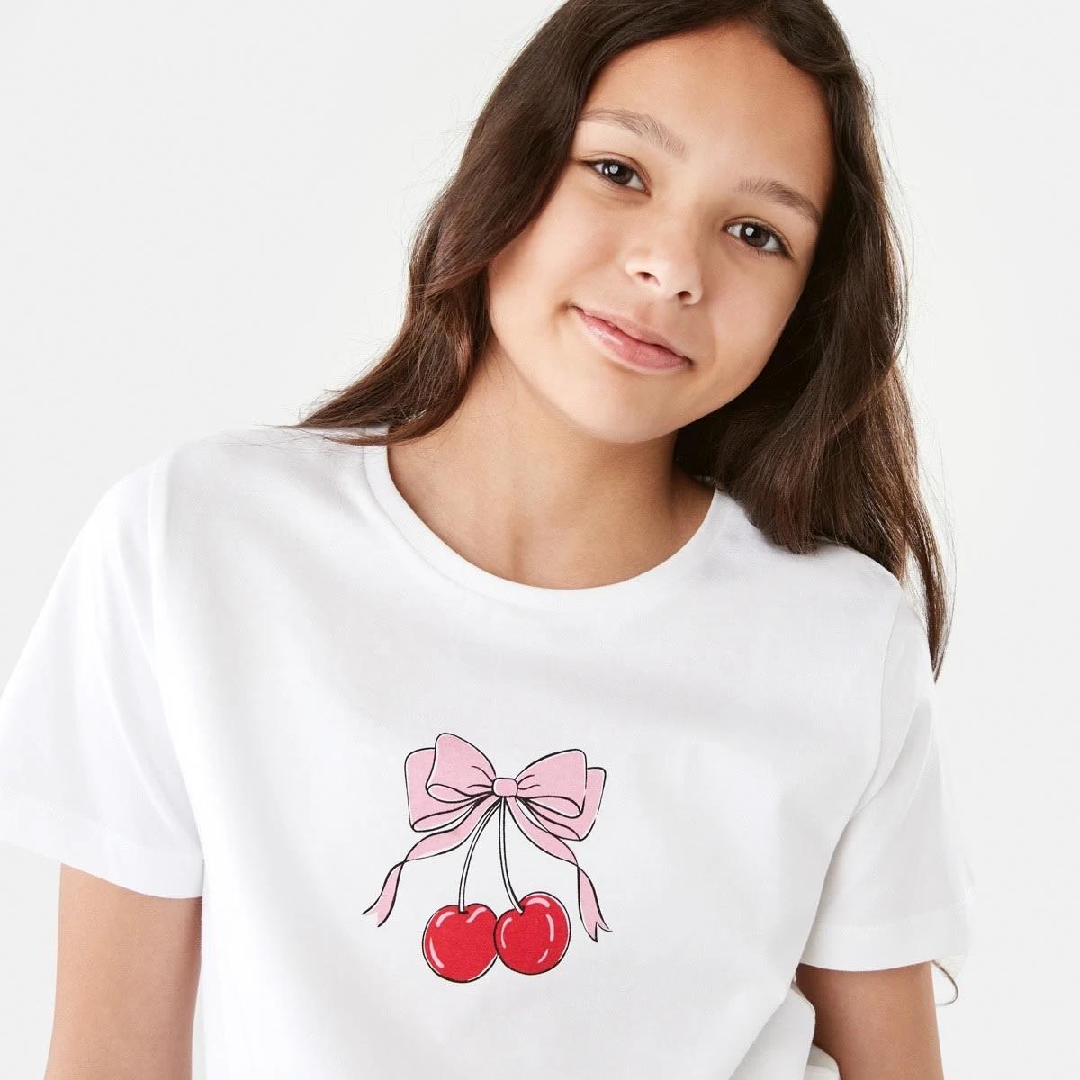 3 Short Sleeve Print T-shirt Cherry Bow, 3 of 8