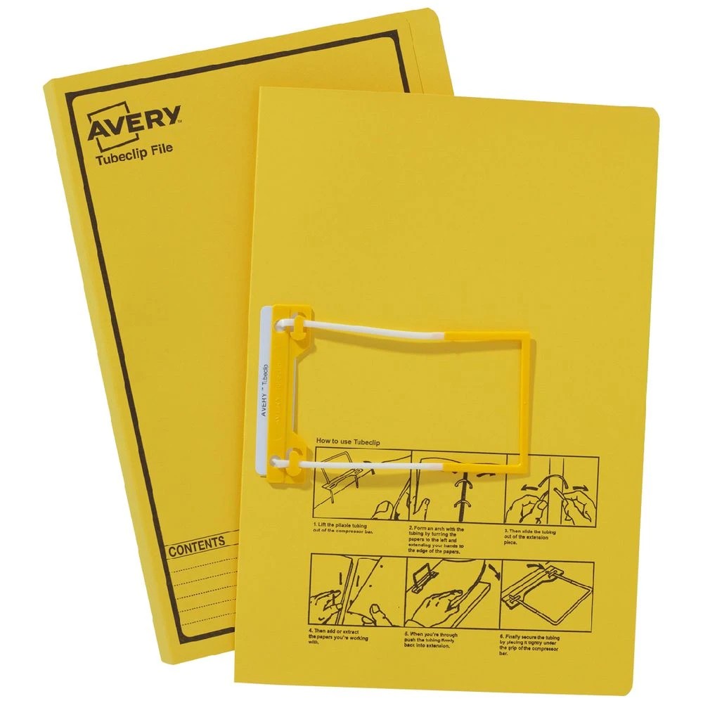 1 Avery Foolscap Tubeclip File Yellow, 1 of 6
