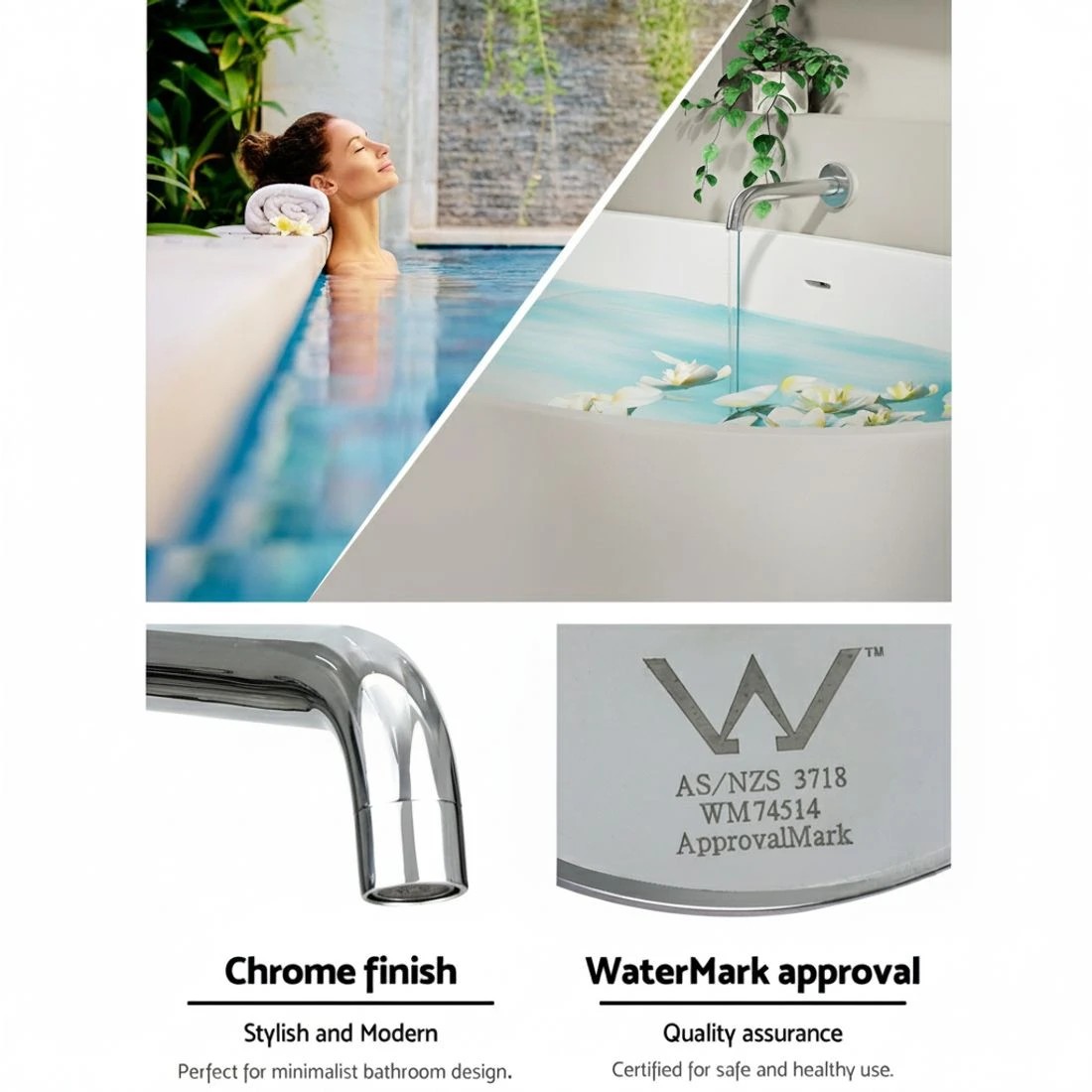 4 Cefito Bathroom Mixer Spout Wall Bath Tap Round Shower Bathtub - Silver, 4 of 4