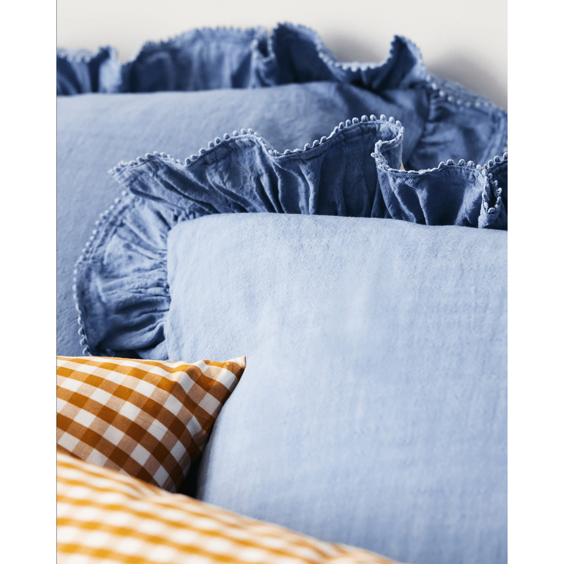 4 Target Kiara Australian Cotton Textured Stonewash Ruffle European Pillowcase
 - Queen Bed
 - Blue, 4 of 5