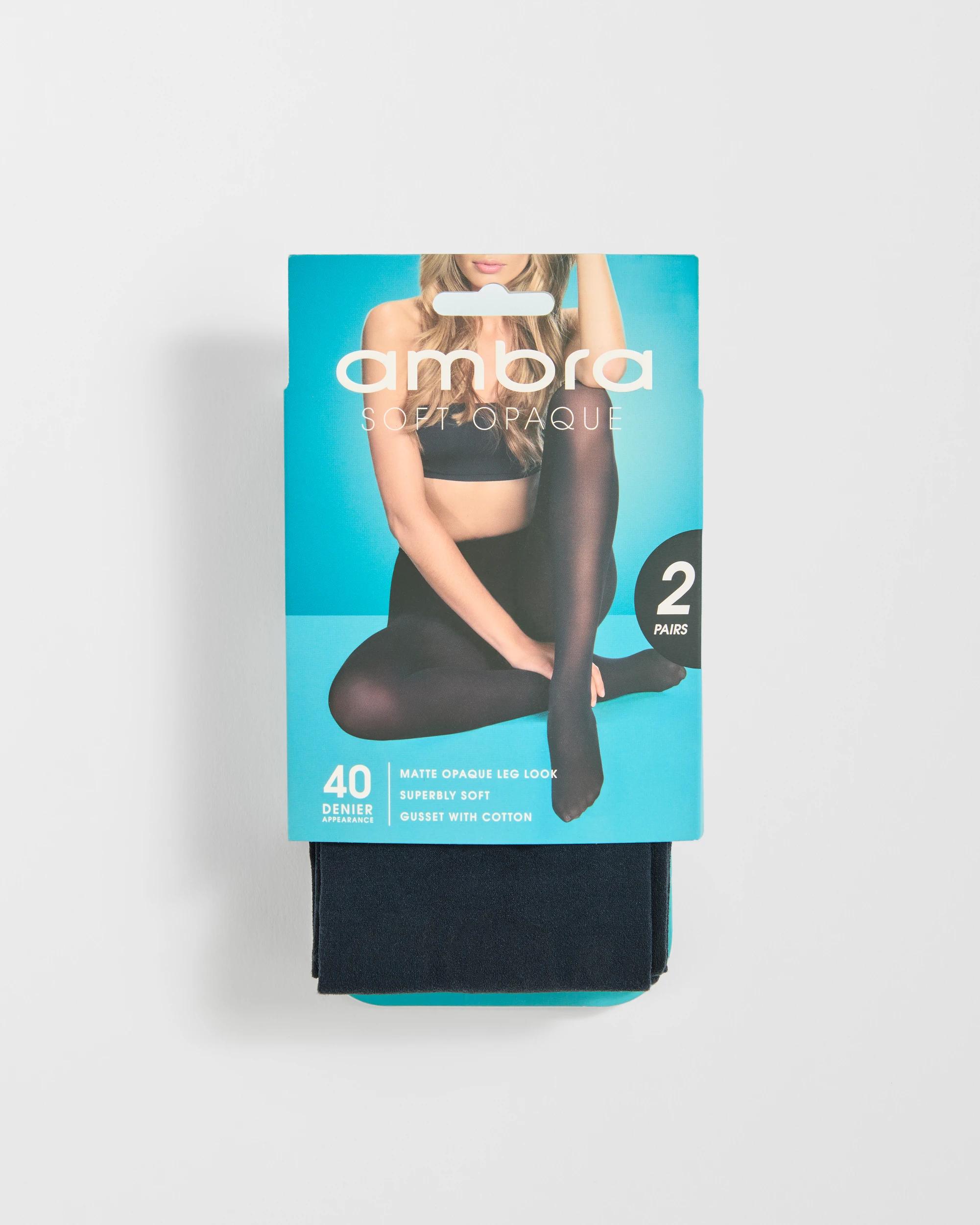2 Ambra 2 Pack 40 Denier Soft Opaque Tights - Navy NAVY BLUE, 2 of 5