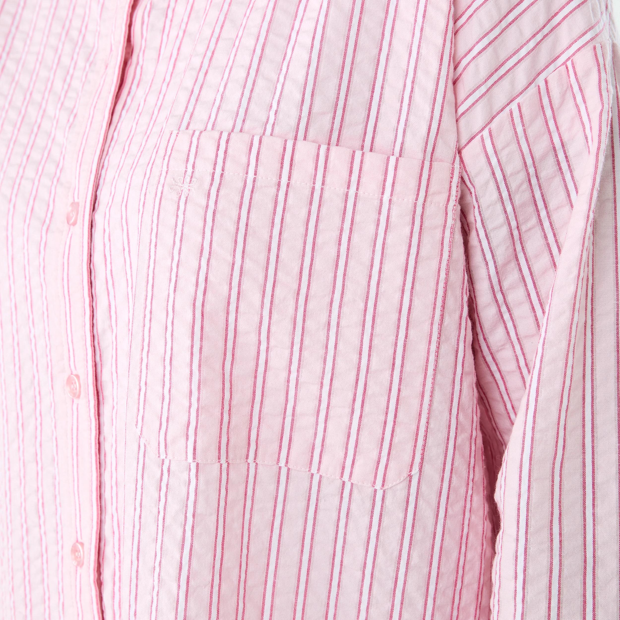 7 Long Sleeve Oversized Seersucker Shirt S Strp Sb, 7 of 9