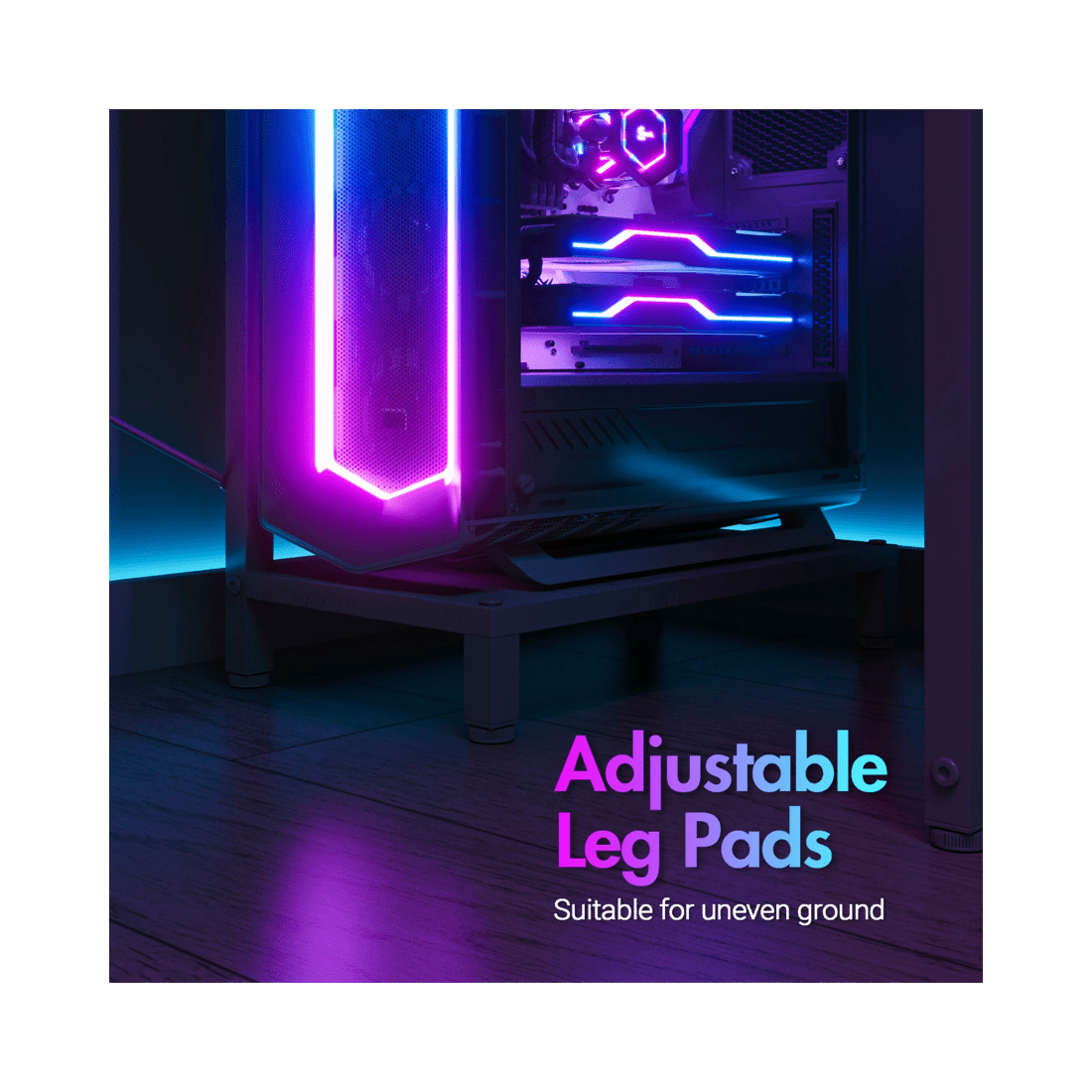 8 Advwin L Shaped Gaming Desk 140cm With Led Lights & Power Outlets Convertible Computer Desk With Monitor Stand Black, 8 of 10