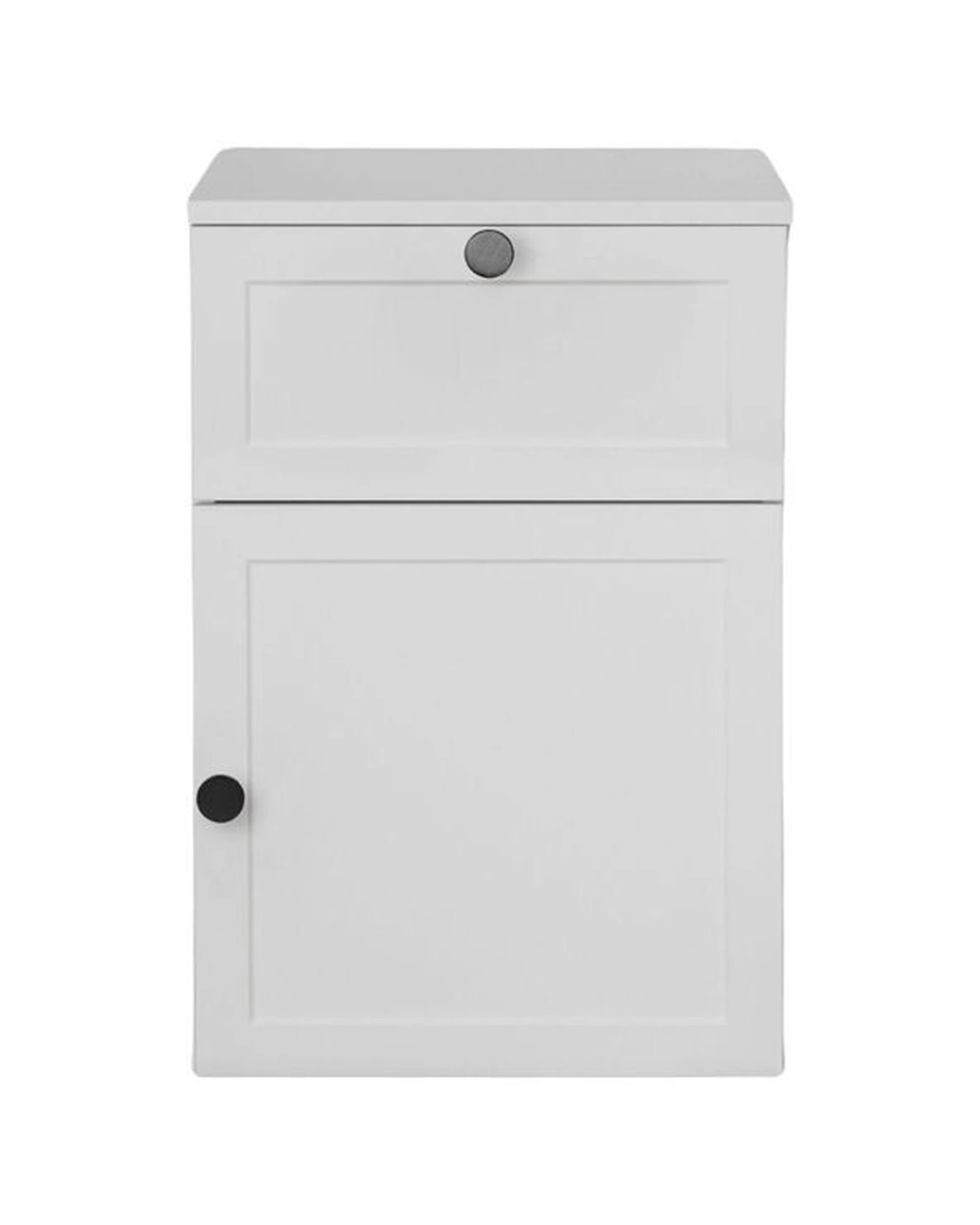 1 European Cabinetry Porto Hamptons Bedside Table Round Handle - White, 1 of 4