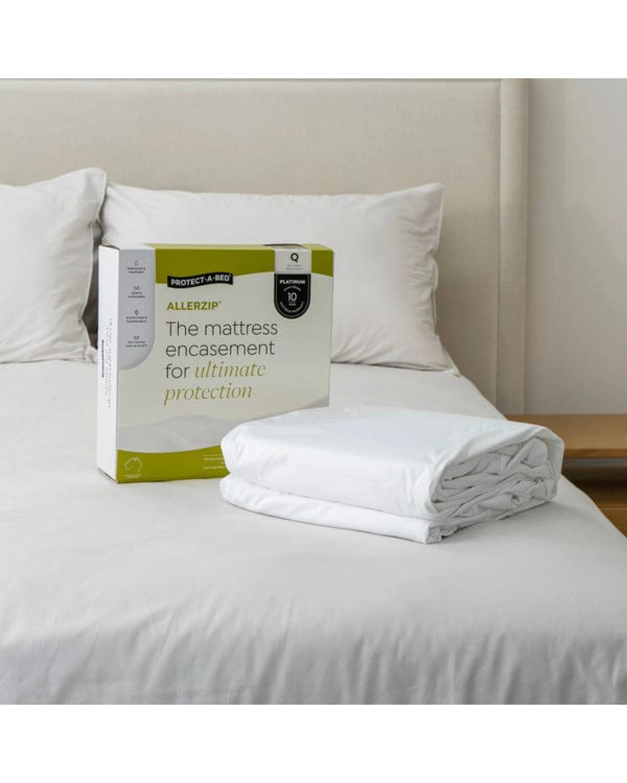 2 Protect A Bed Allerzip Fully Encased Waterproof Mattress - King Bed - White, 2 of 6