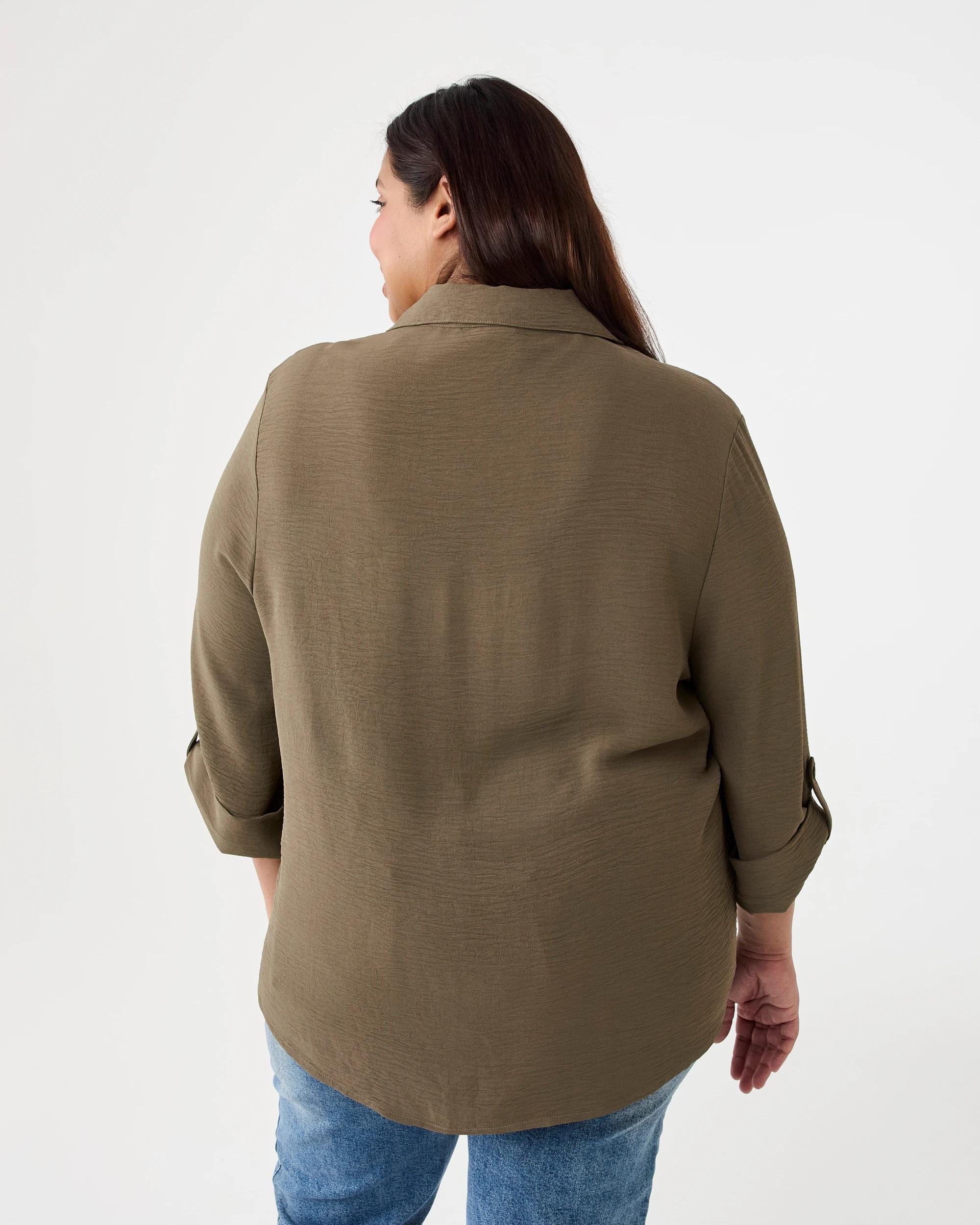 3 Curve Long Sleeve Pocket Shirt Deep Olive, 3 of 7