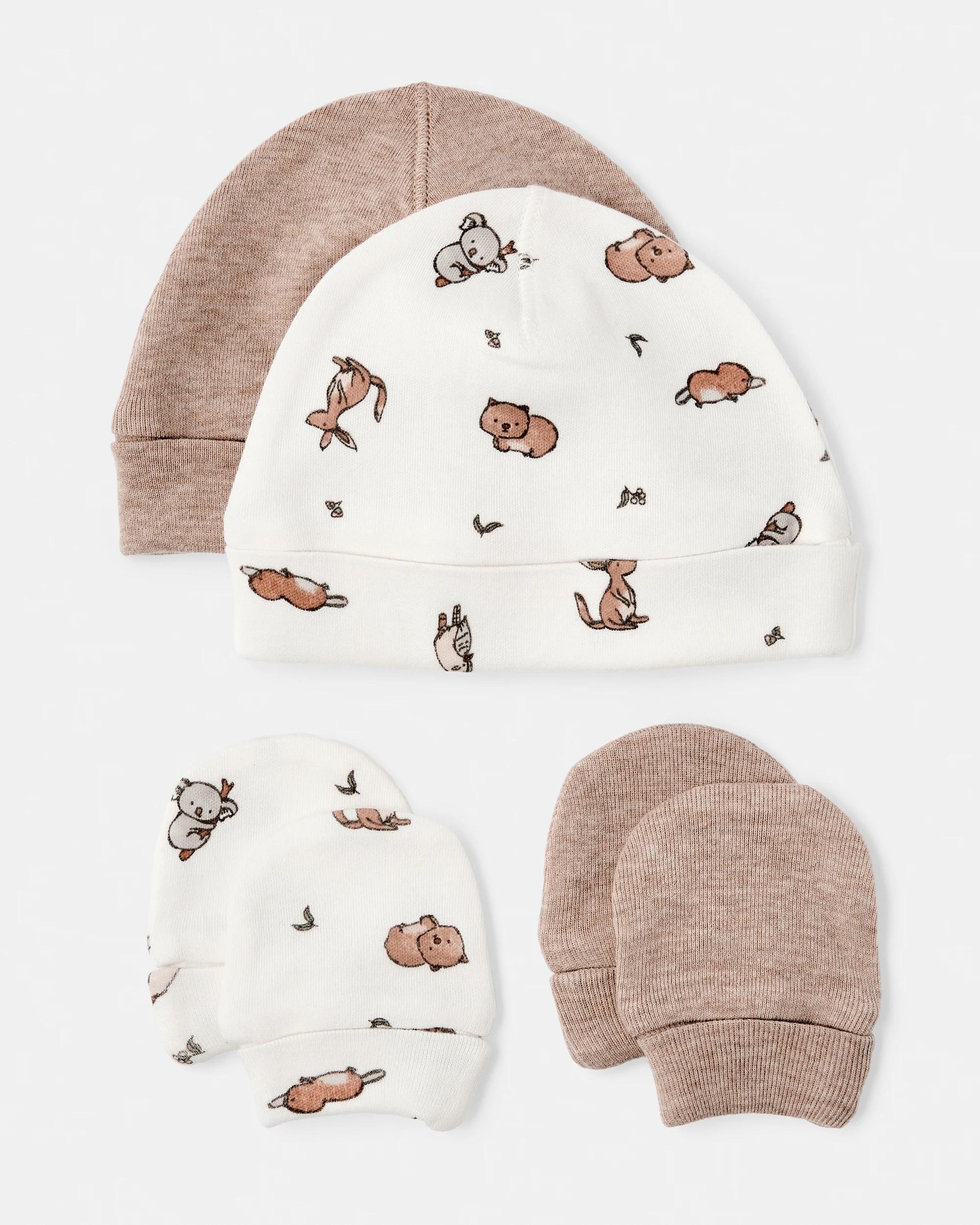 1 Newborn Hat and Mittens Set Animals, 1 of 8