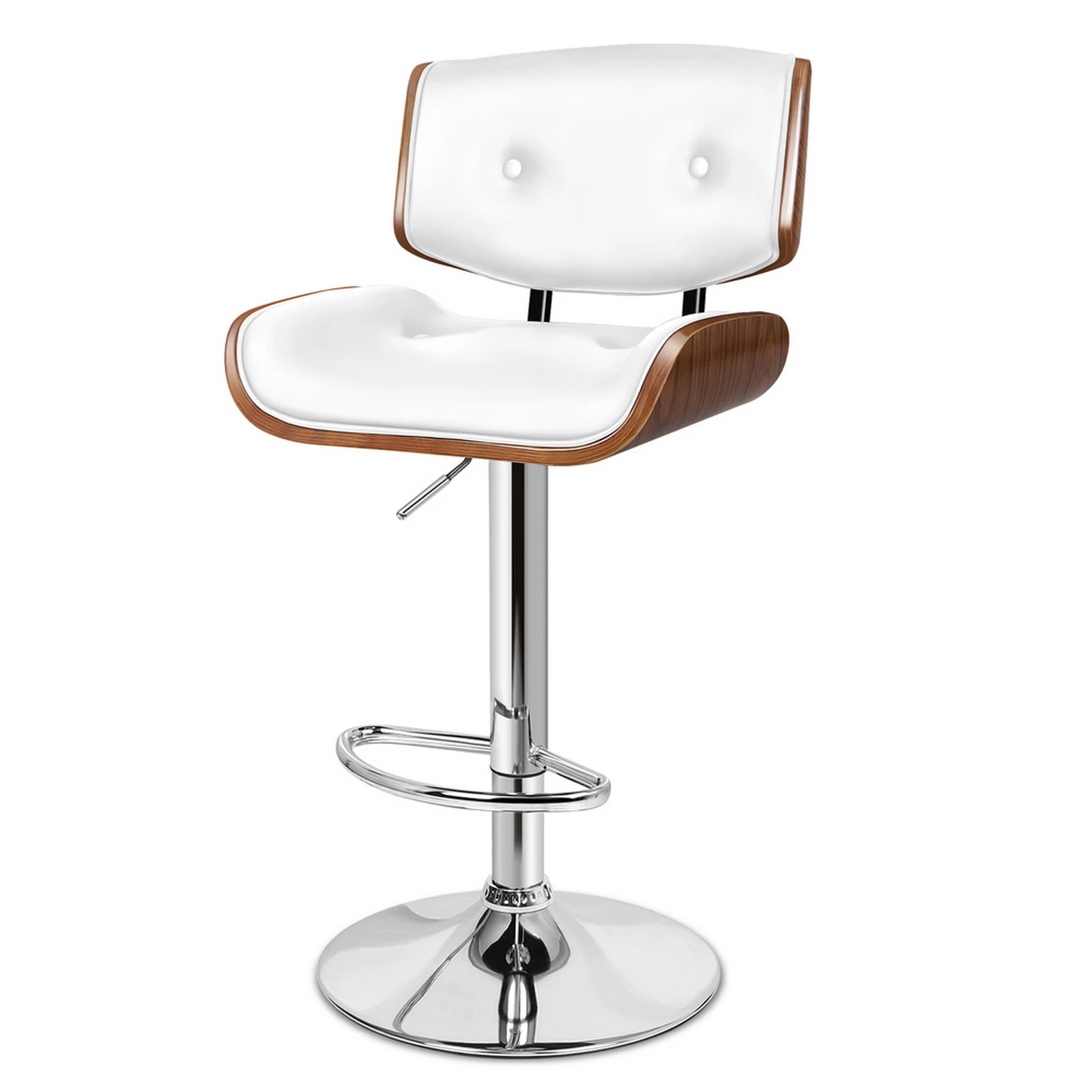 1 Alfordson 1x Bar Stool Kitchen Swivel Wooden  Chair Leather Odette - White, 1 of 10