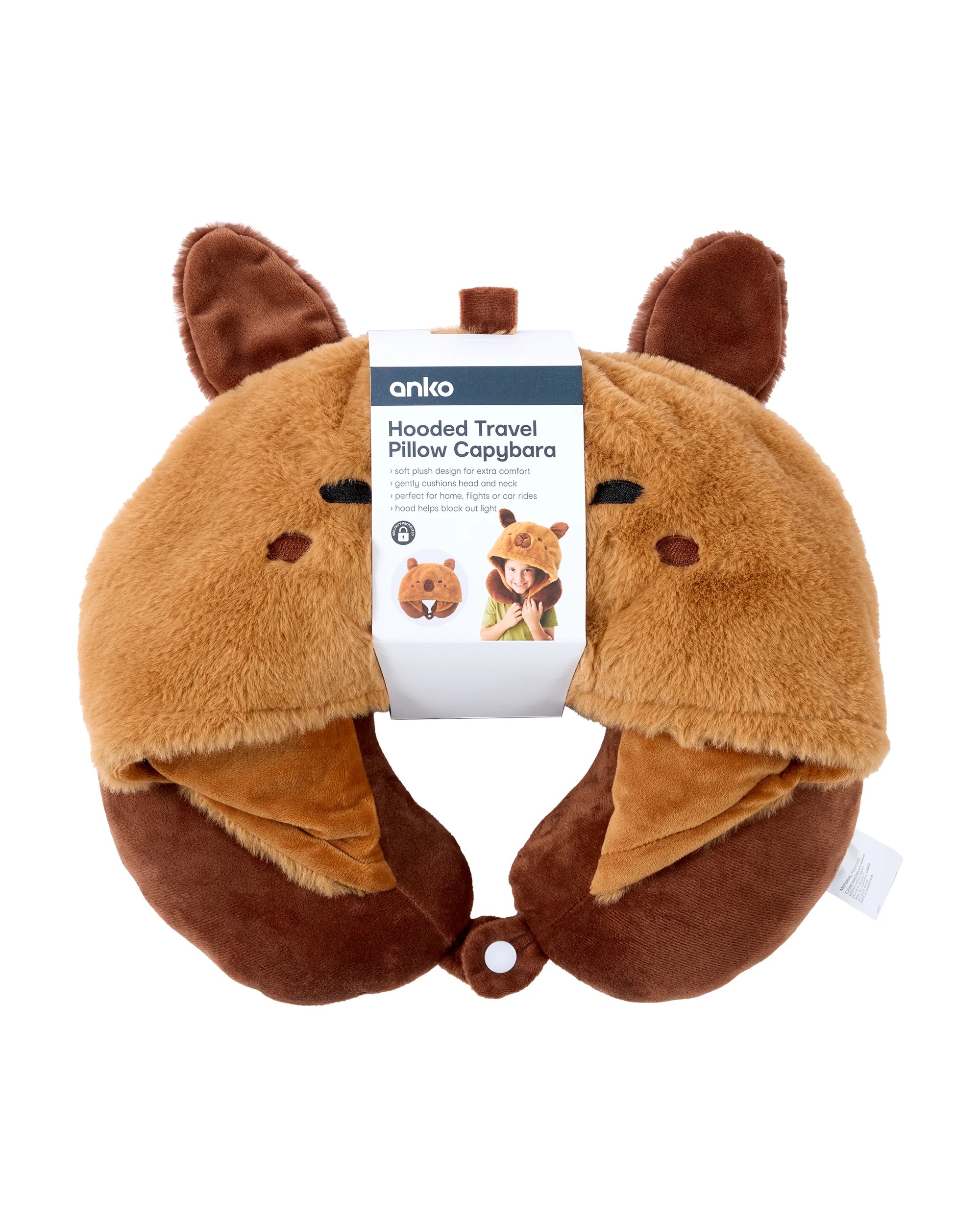 8 Hooded Travel Pillow - Capybara, 8 of 8