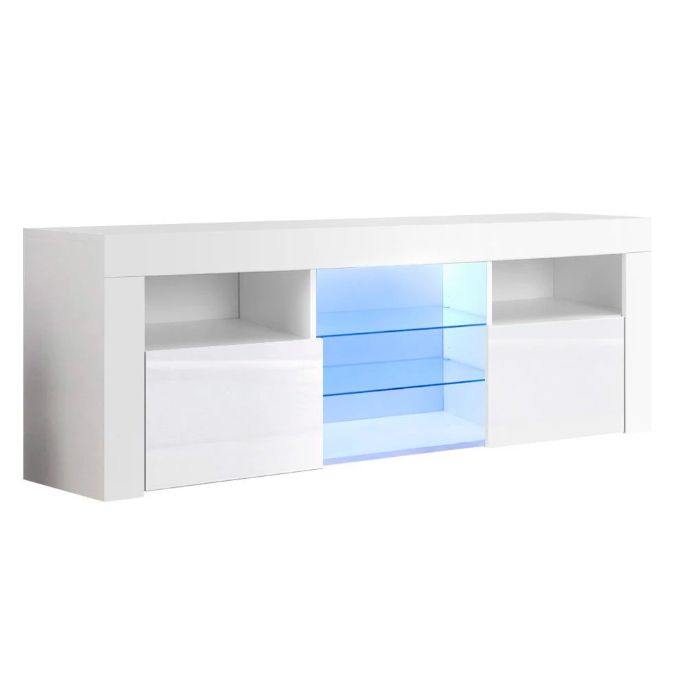 1 Artiss Entertainment Unit TV Cabinet LED 160cm Bobi - White, 1 of 3