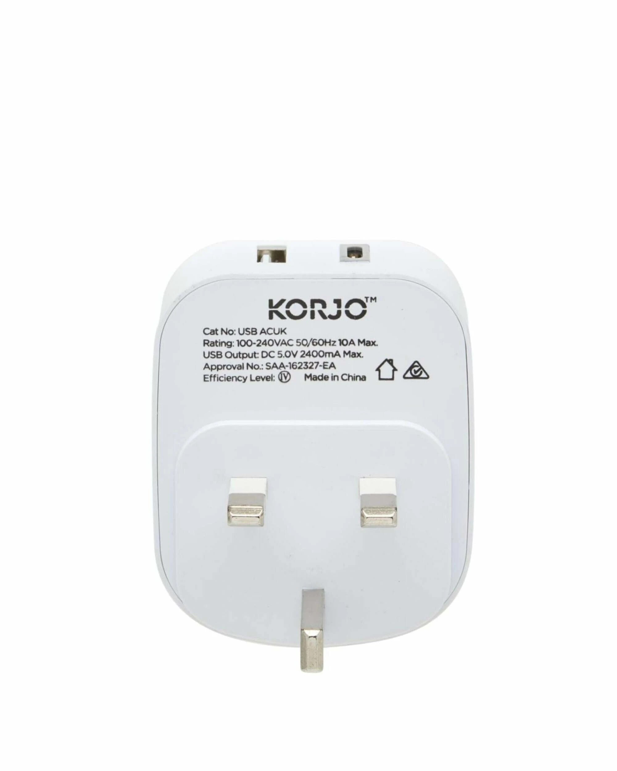 2 Korjo Travel Adaptor Plug with USB-C + USB-A - Aus to UK - White, 2 of 5