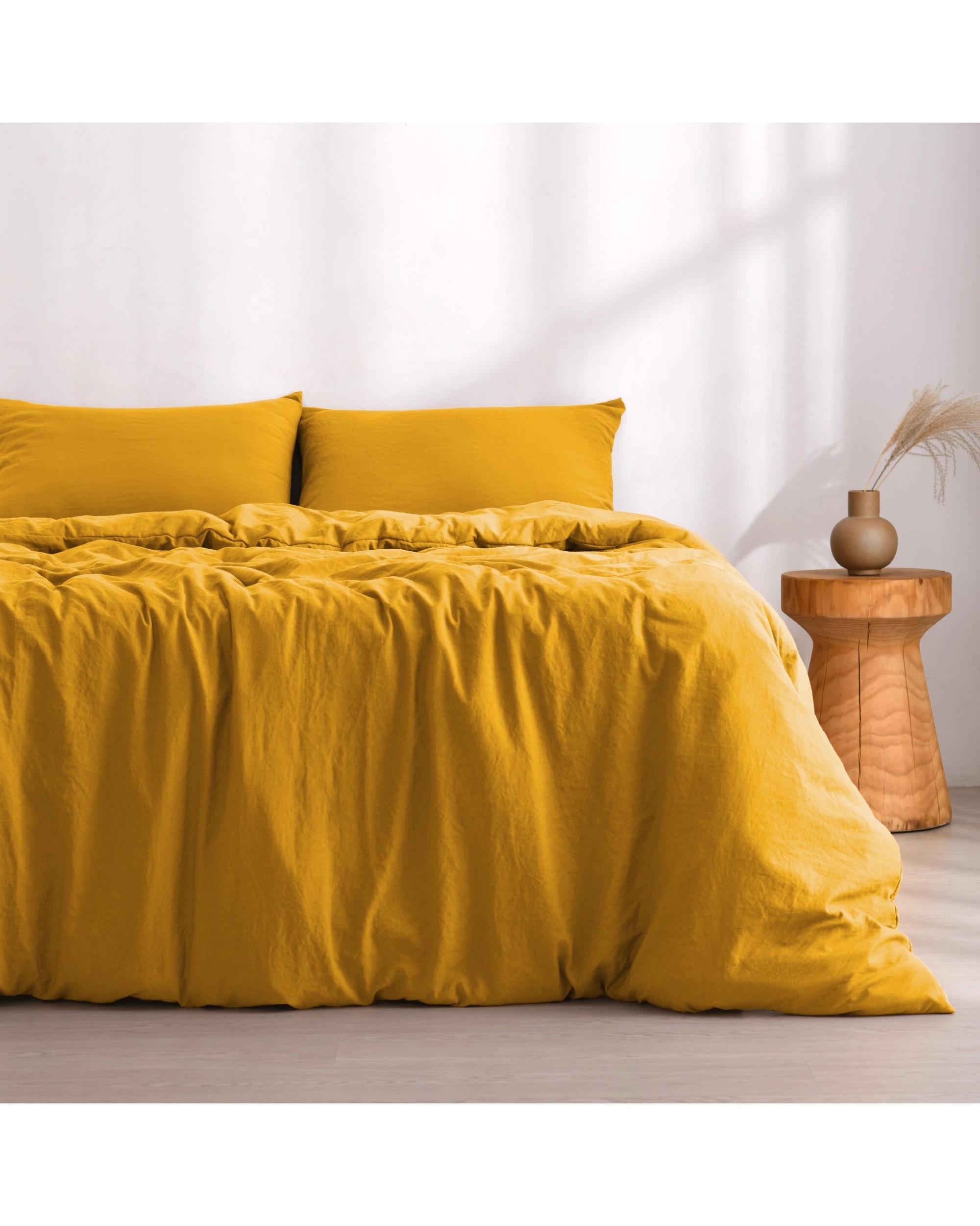 1 Dreamaker Superfine Washed Microfibre Quilt Cover Set - King Single Bed - Mustard, 1 of 9