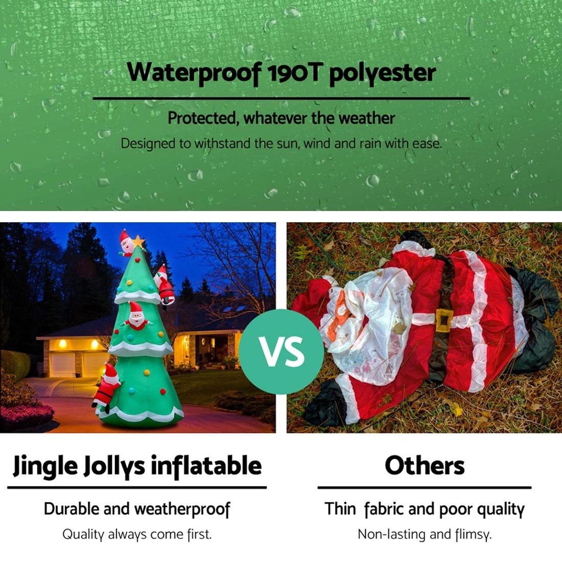 4 Jingle Jollys Christmas Inflatable Santa Tree 5M Illuminated Decorations - Multi, 4 of 7