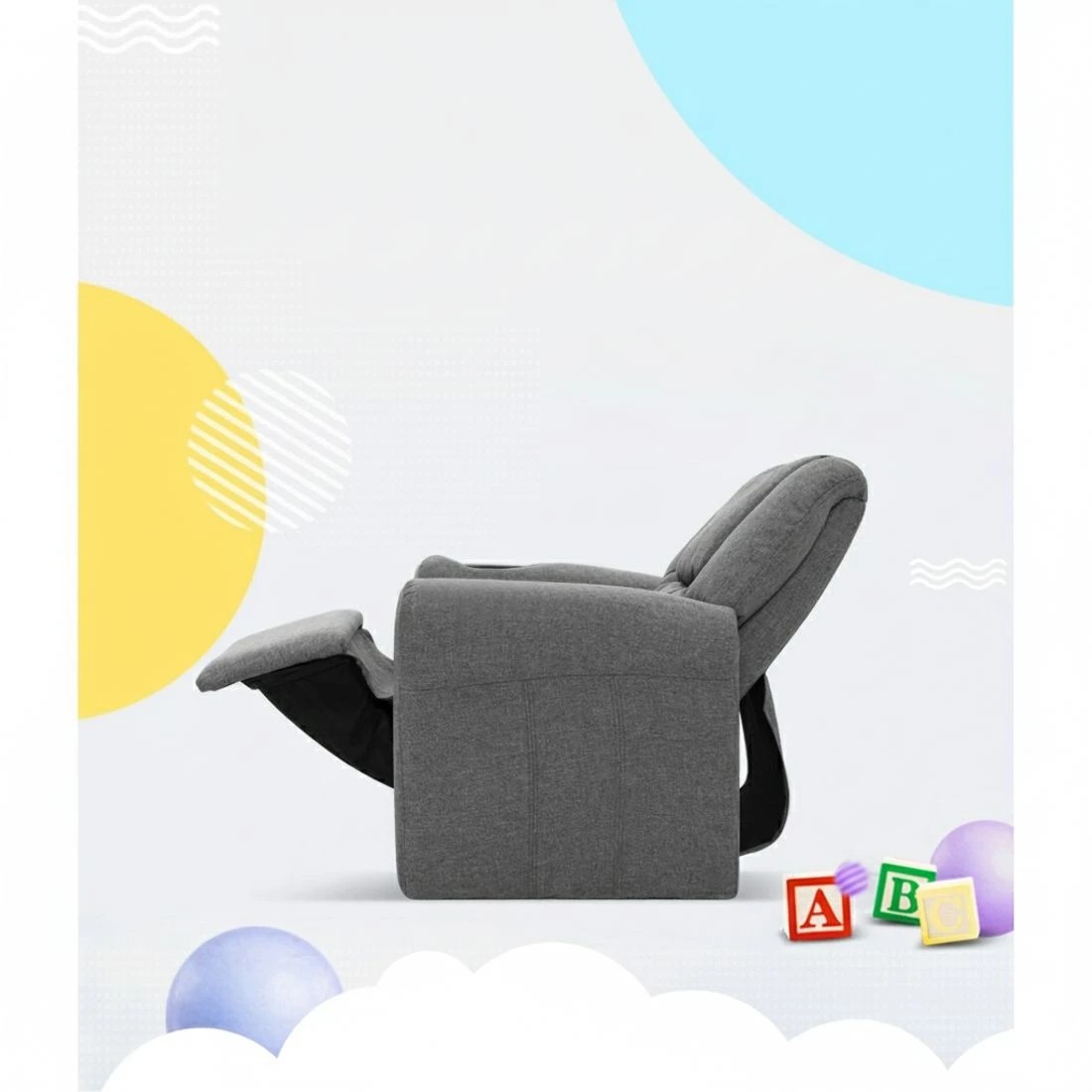 4 Keezi Kids Recliner Chair  Linen Soft Sofa Lounge Couch Children - Grey, 4 of 7