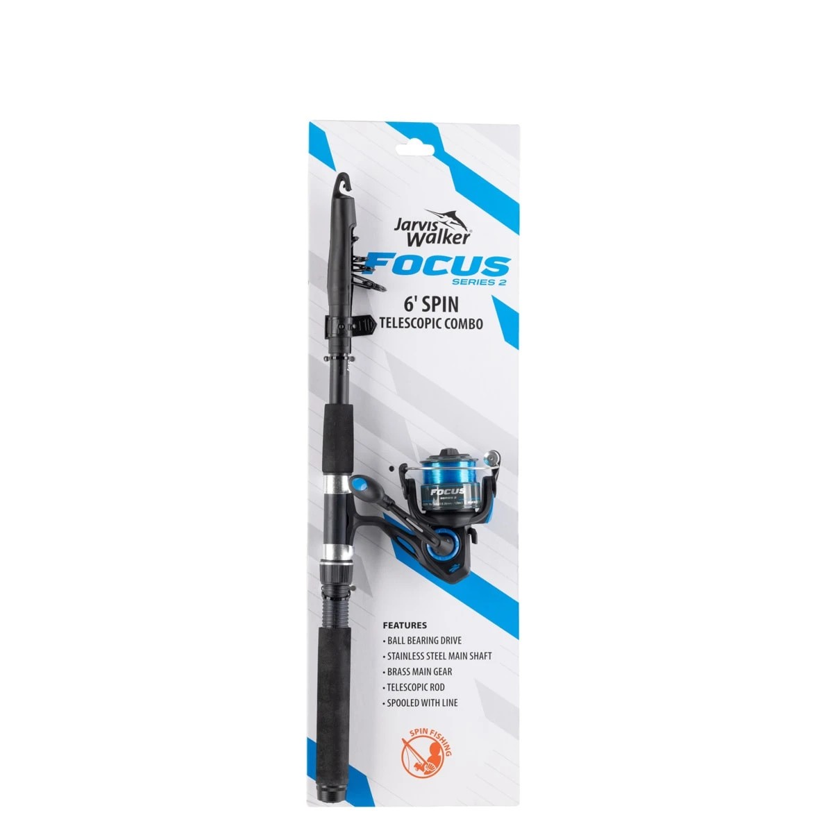 1 Jarvis Walker Focus Series 2 Spin Telescopic Combo - 6ft., Black, 1 of 5