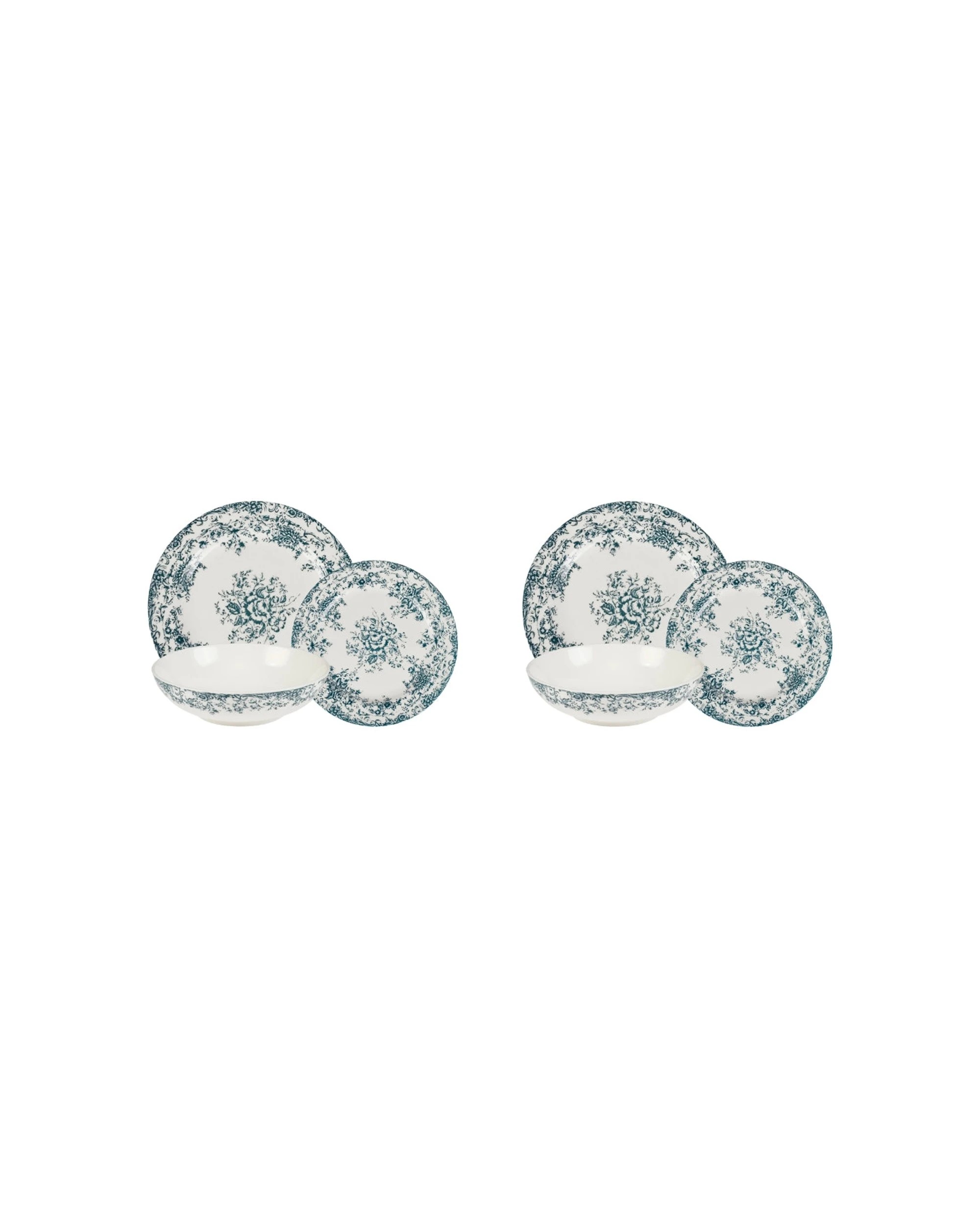 1 Casa Domani 2x 12pc Rosetta Coupe Dinner Porcelain Set - Blue, 1 of 1
