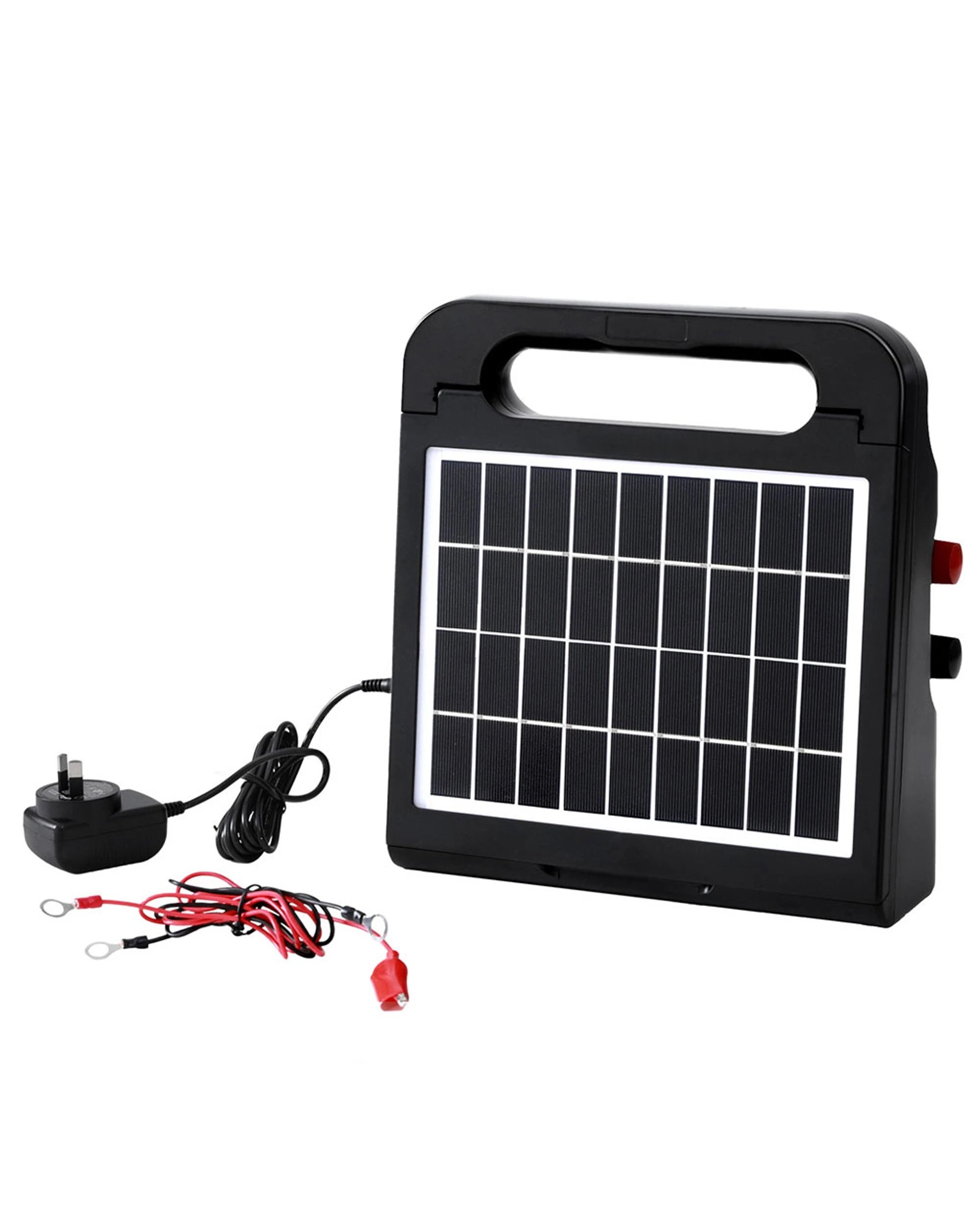 1 Giantz 5-10km Electric Fence Energiser Solar Farm 0.3J   - Black, 1 of 6