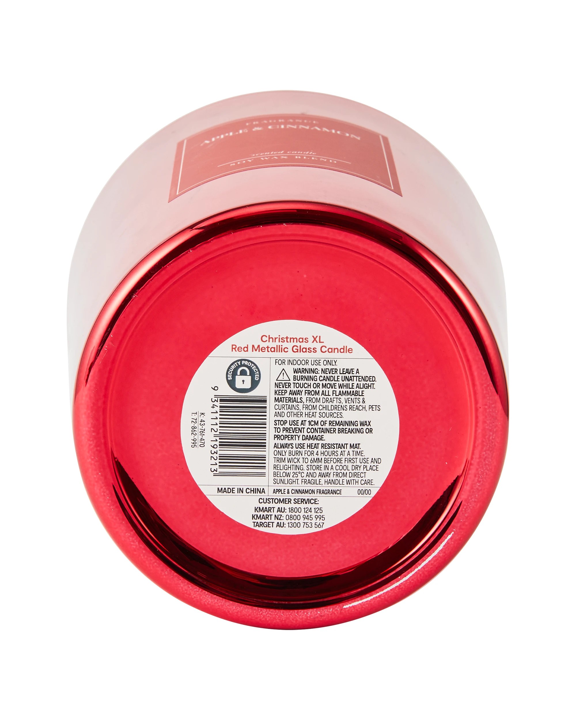 6 Christmas XL Red Metallic Glass Candle, 6 of 6