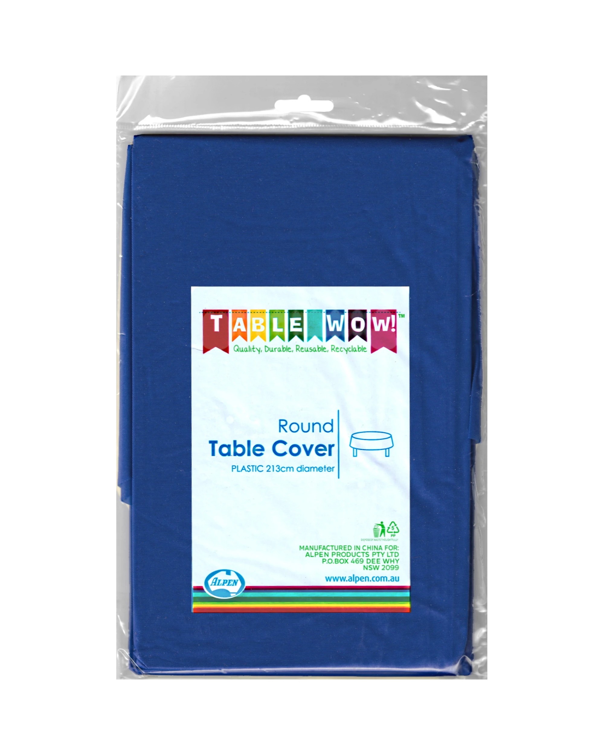 1 Alpen Classic Royal Plastic Round Tablecloth - Blue, 1 of 1