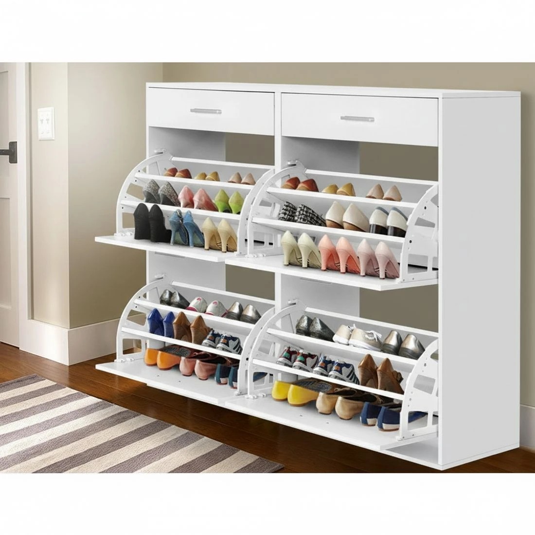 5 Artiss Shoe Rack Cabinet 36 Pairs Adjustable Shelves Sara - White, 5 of 8