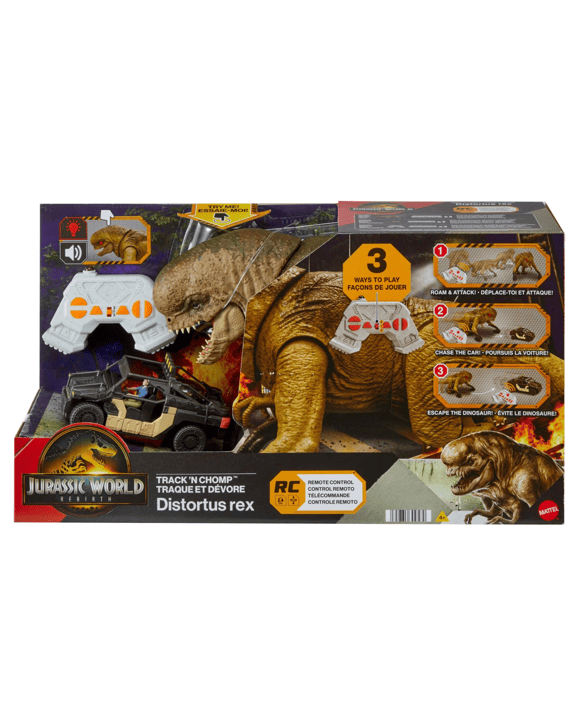 Jurassic World Rebirth Track 'N Chomp Distortus Rex & Vehicle