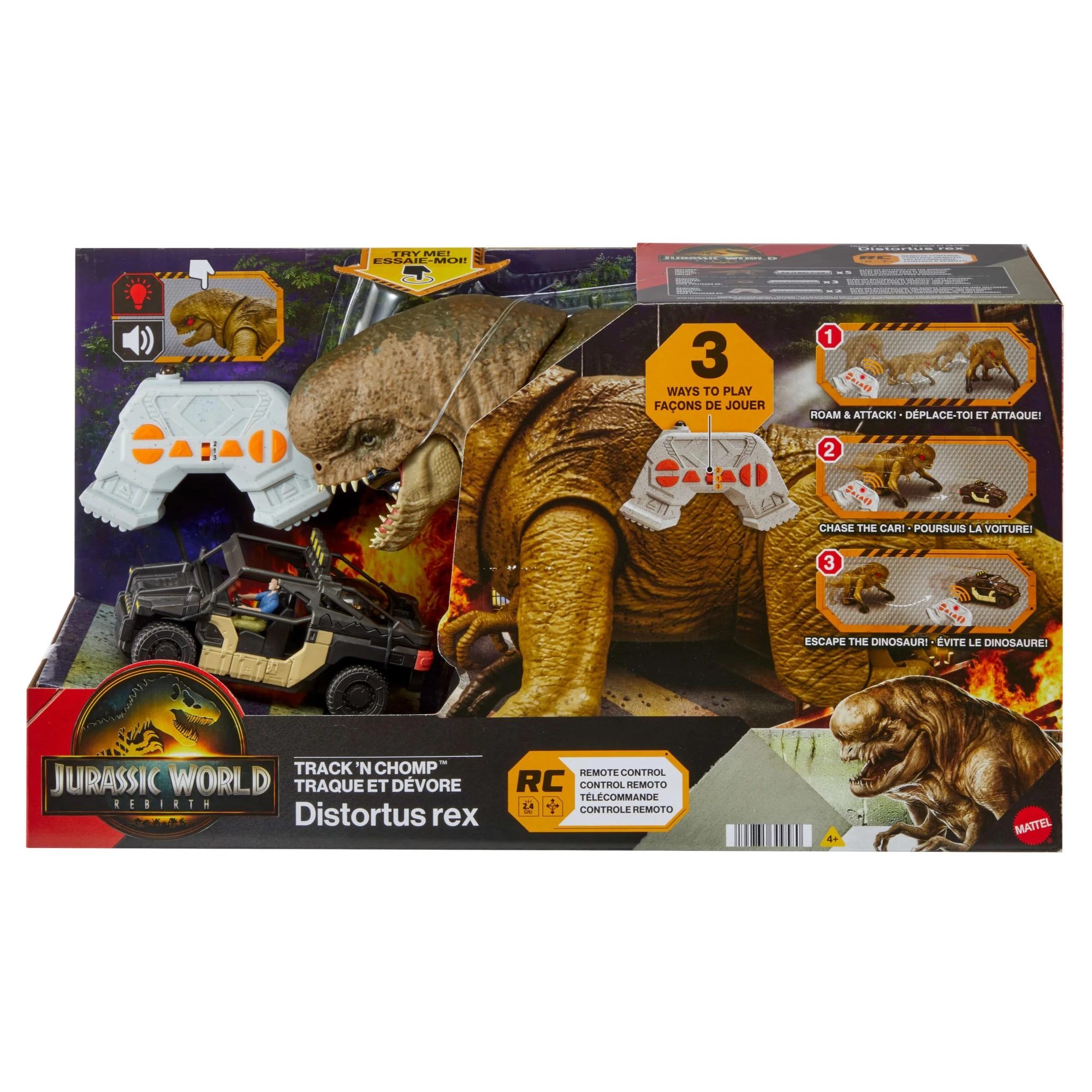 1 Jurassic World Rebirth Track 'N Chomp Distortus Rex & Vehicle, 1 of 6