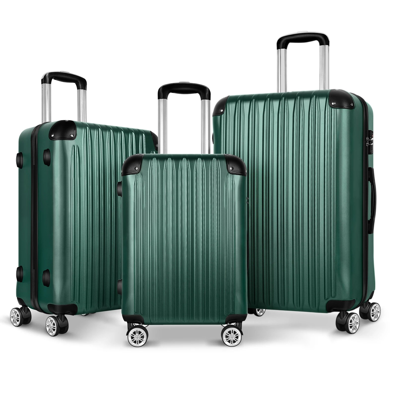 1 Alfordson Luggage 3PCS Set Suitcase ABS+PC Trolley TSA Hard Shell Case - Green, 1 of 9