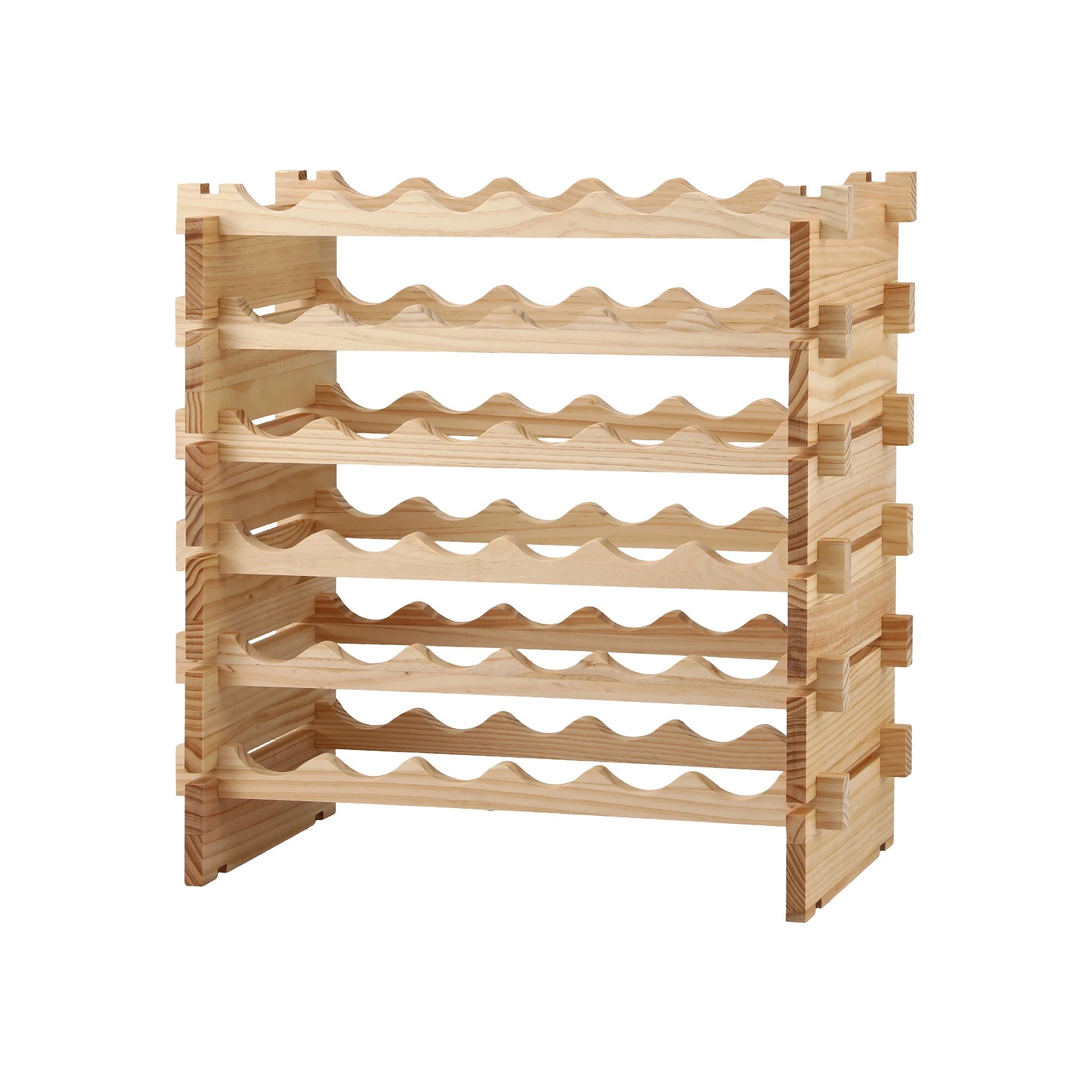 1 Artiss 36 Bottle Wooden Wine Rack - 6 Tier Modular Pine Wood Stand, 70 x 30 x 70cm - Natural, 1 of 9