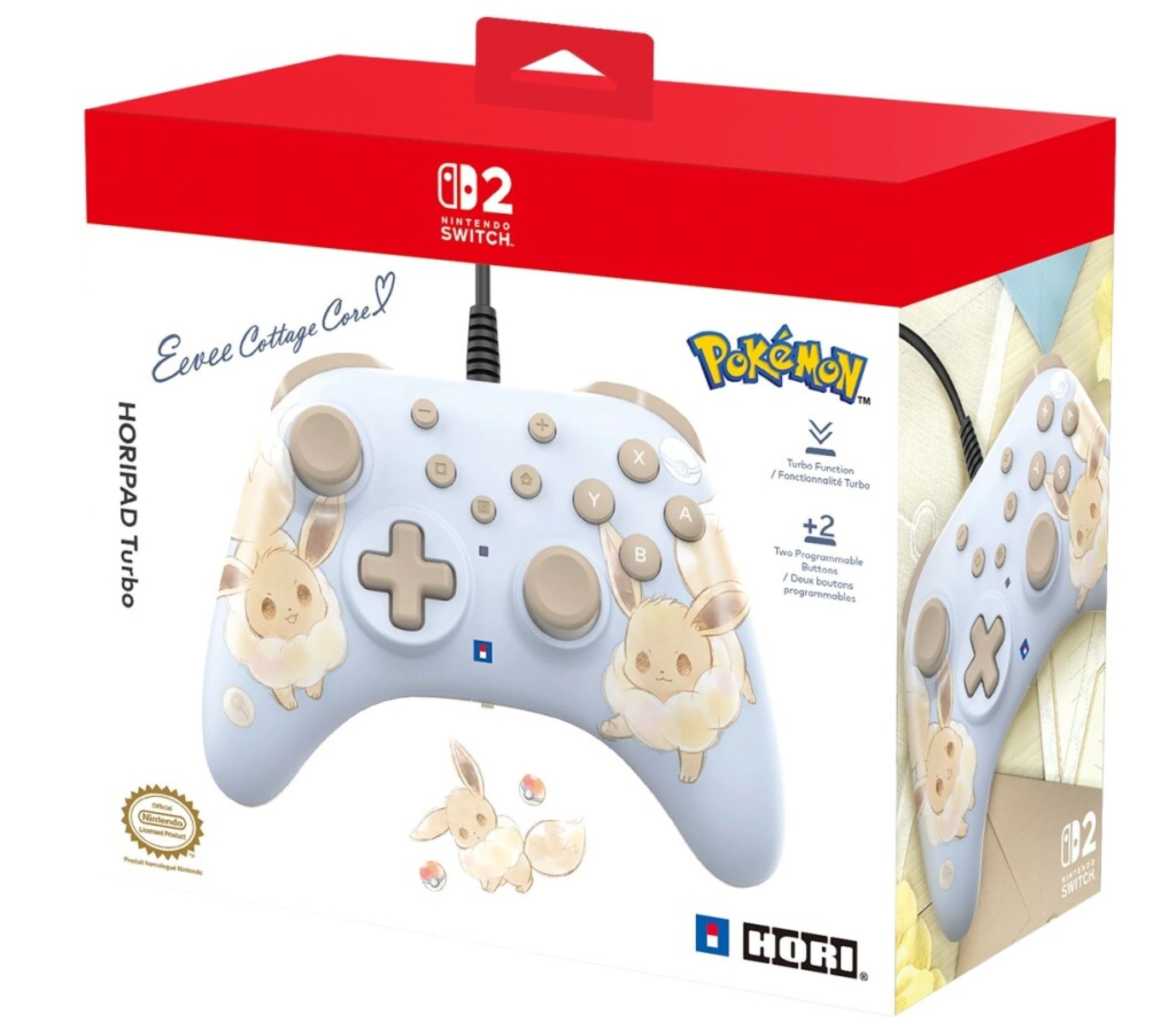 2 Hori Turbo Eevee Cottage Core Wired Controller - Nintendo Switch 2 - Multi, 2 of 3