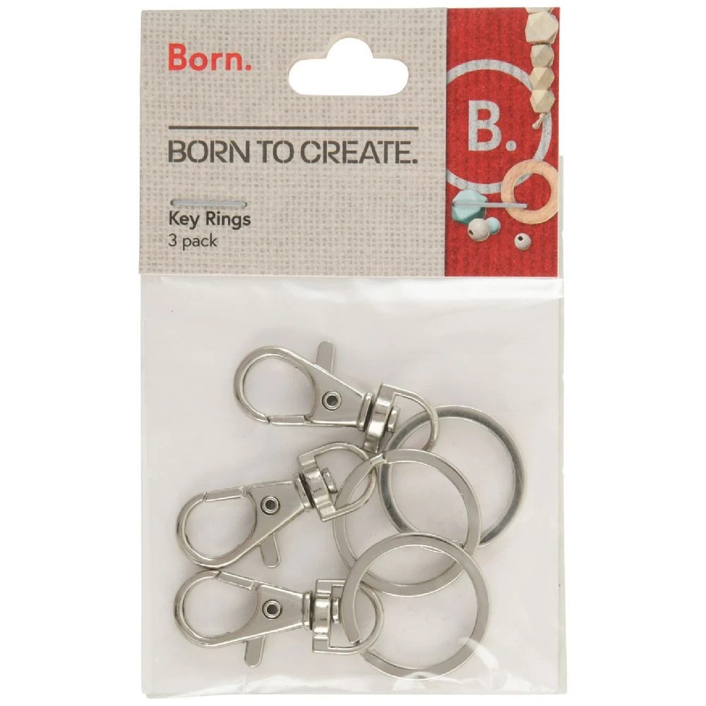1 Born Key Ring Swivel Clasps Silver 3 Piece, 1 of 2