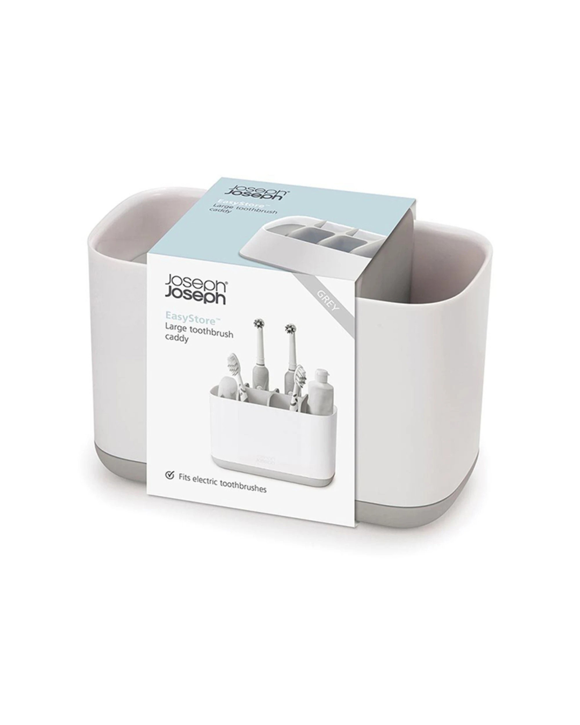 2 Joseph Joseph Toothbrush Caddy Divided Sections Ventilated Non Slip Base - White, 2 of 5