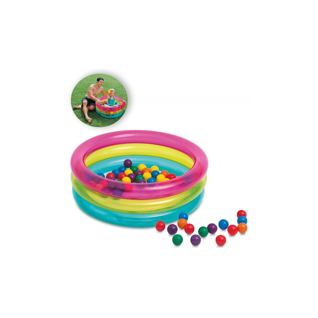 2 Intex Classic Inflatable Baby Ball Pit With 50 Colourful Balls Indoor Outdoor Use 1-3 Years
 - Multi, 2 of 4