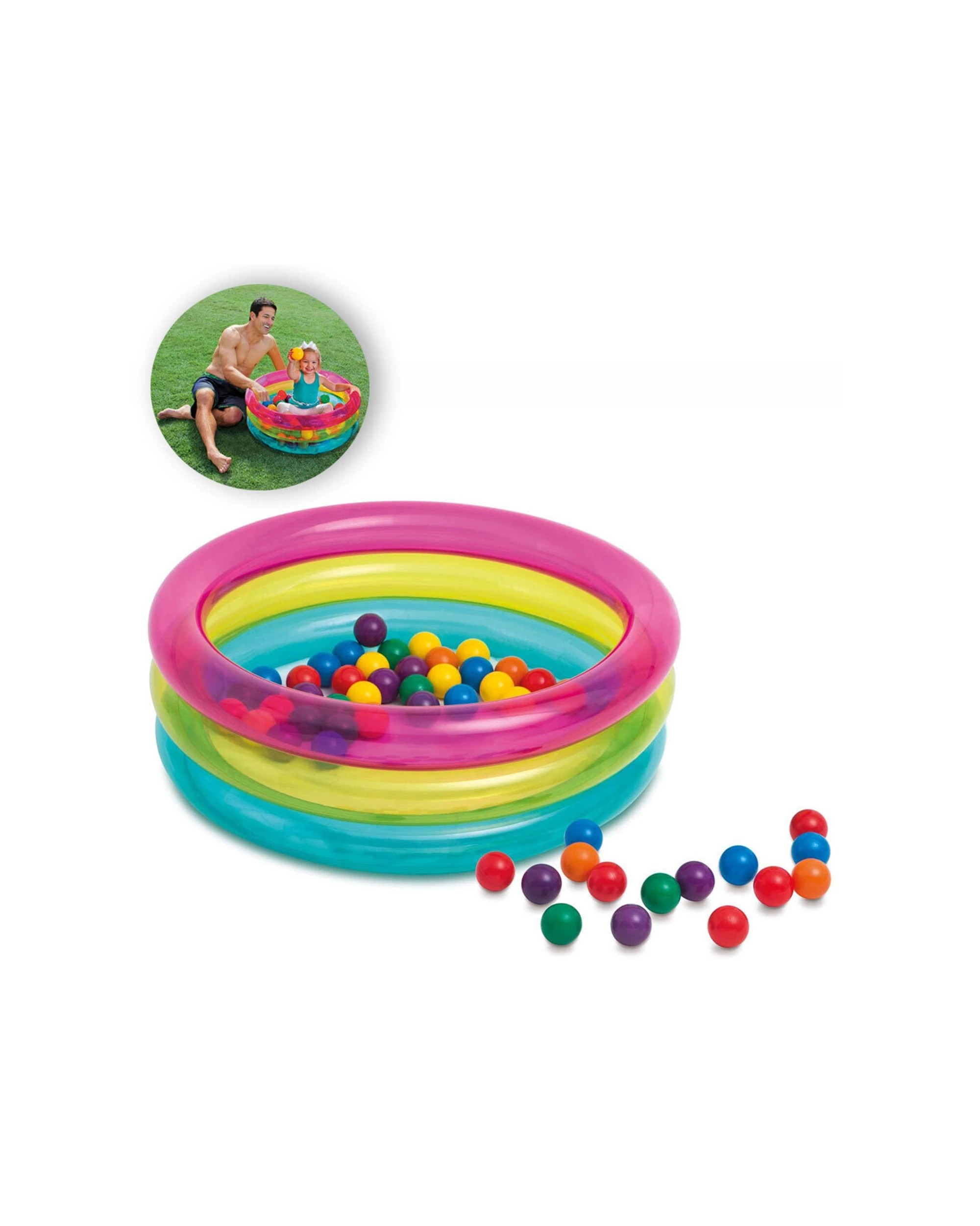 2 Intex Classic Inflatable Baby Ball Pit With 50 Colourful Balls Indoor Outdoor Use 1-3 Years
 - Multi, 2 of 4