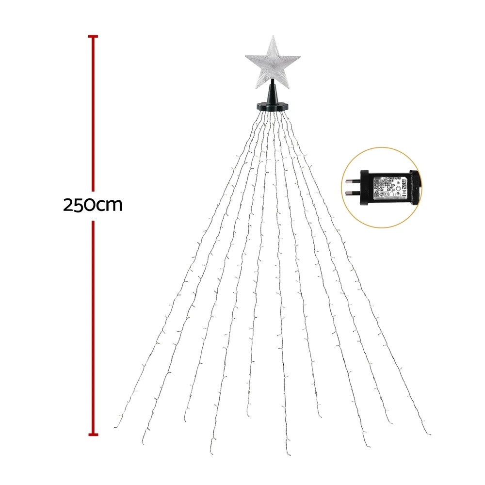 2 Jingle Jollys 2.5M Christmas Lights Waterfall String Light 300 LED Star Topper - Multi, 2 of 7