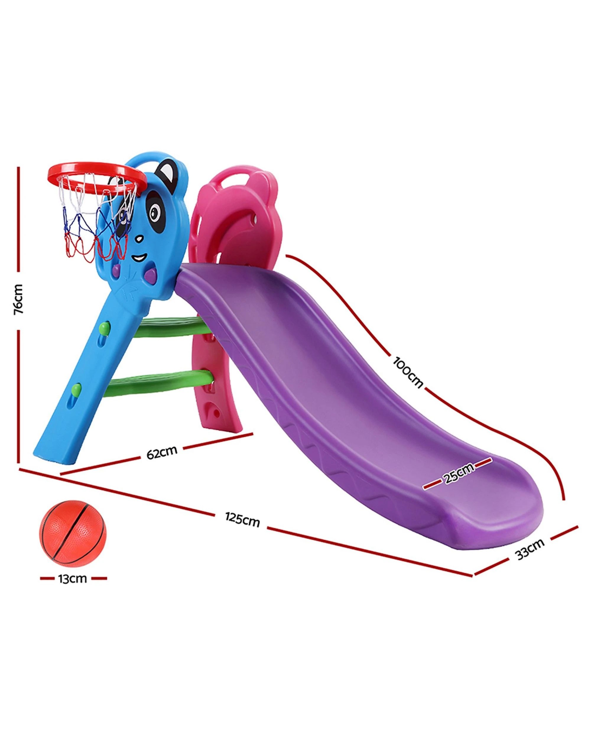 2 Keezi Kids Slide Set Basketball Hoop Indoor Outdoor Playground Toys 100cm - Multi, 2 of 6