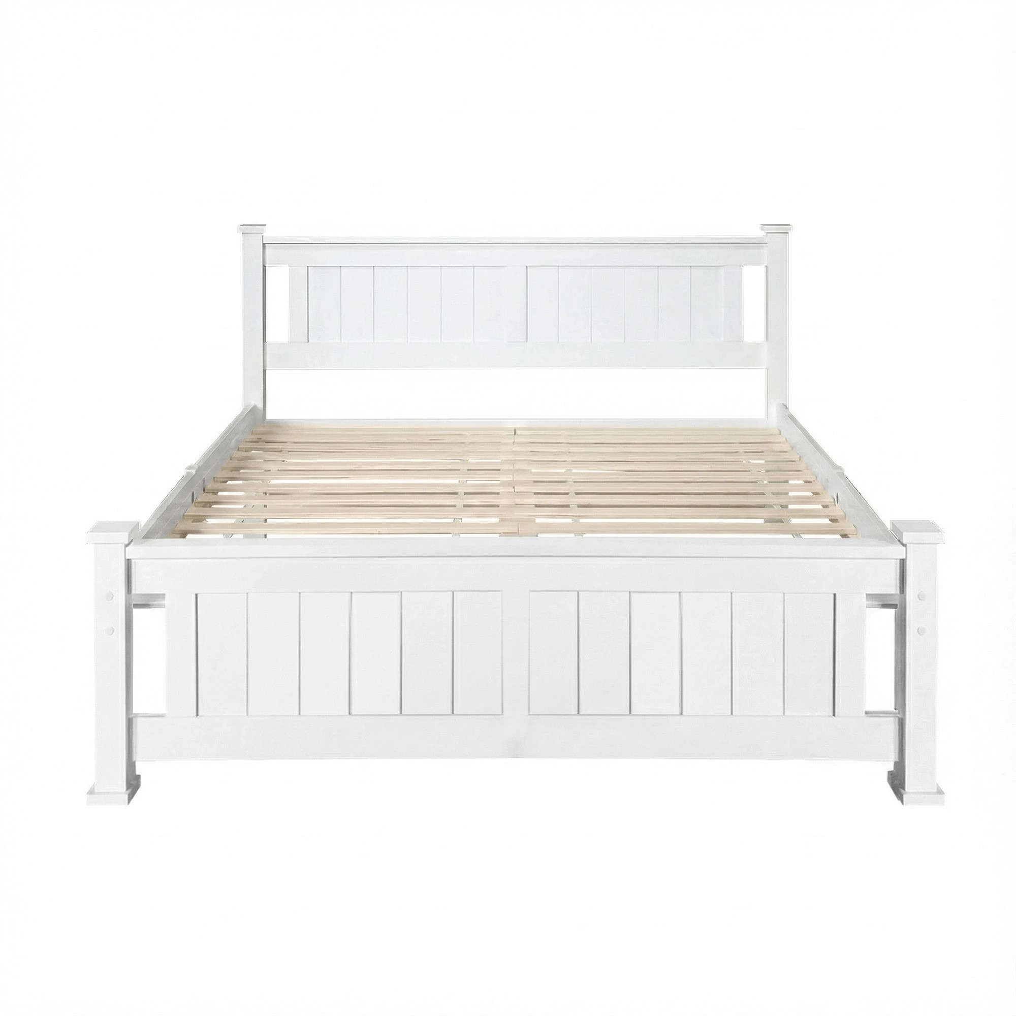 3 Artiss Bed Frame Queen Size Wooden  RIO - White, 3 of 7