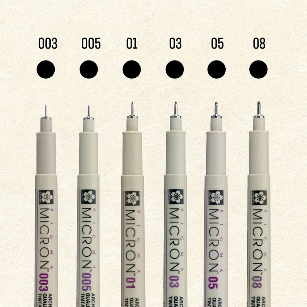 2 Sakura Pigma Micron Fineliners Assorted Sizes Black 6 Pack, 2 of 5