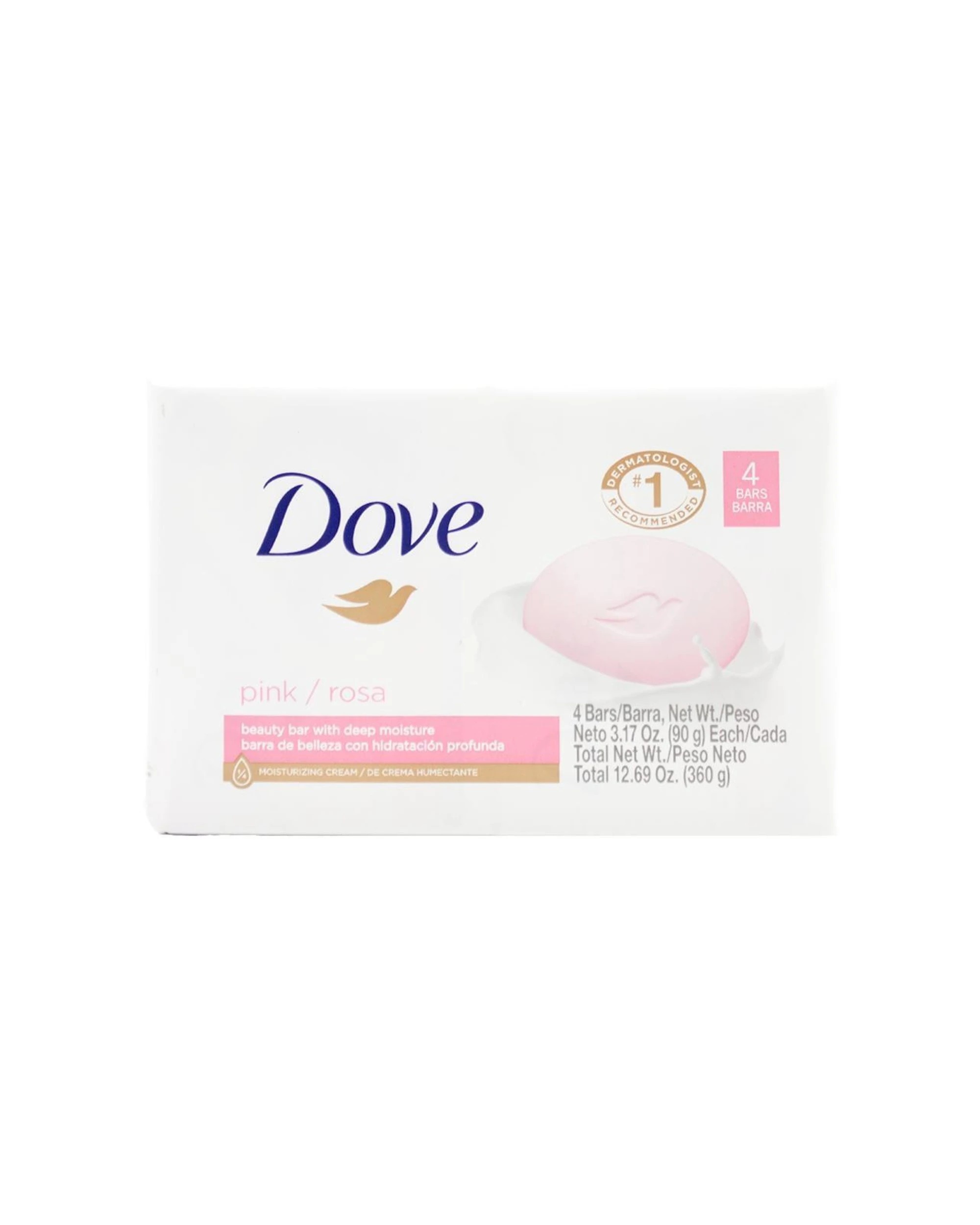 1 Dove 4pc Soap Bar Rosa Beauty Bar With Deep Moisture 90g - Pink, 1 of 2