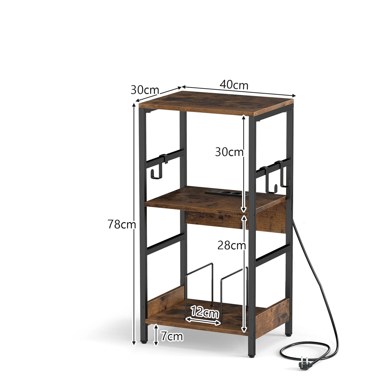 2 Costway 3-Tier Record Player Stand w/Charging Station Vinyl Storage Holder, 2 of 7