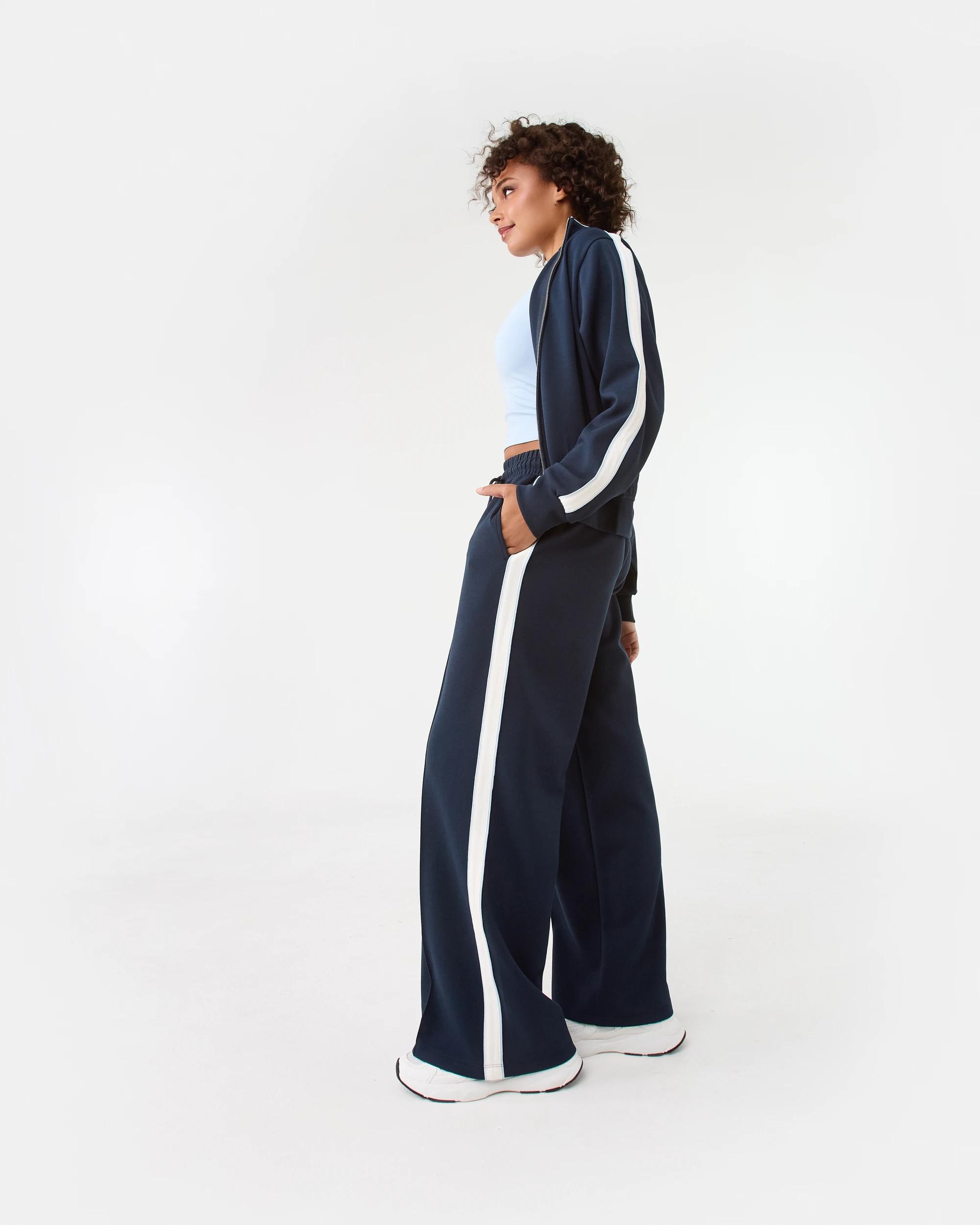 3 Active Womens Retro Wide Leg Trackpants Shade Navy, 3 of 8