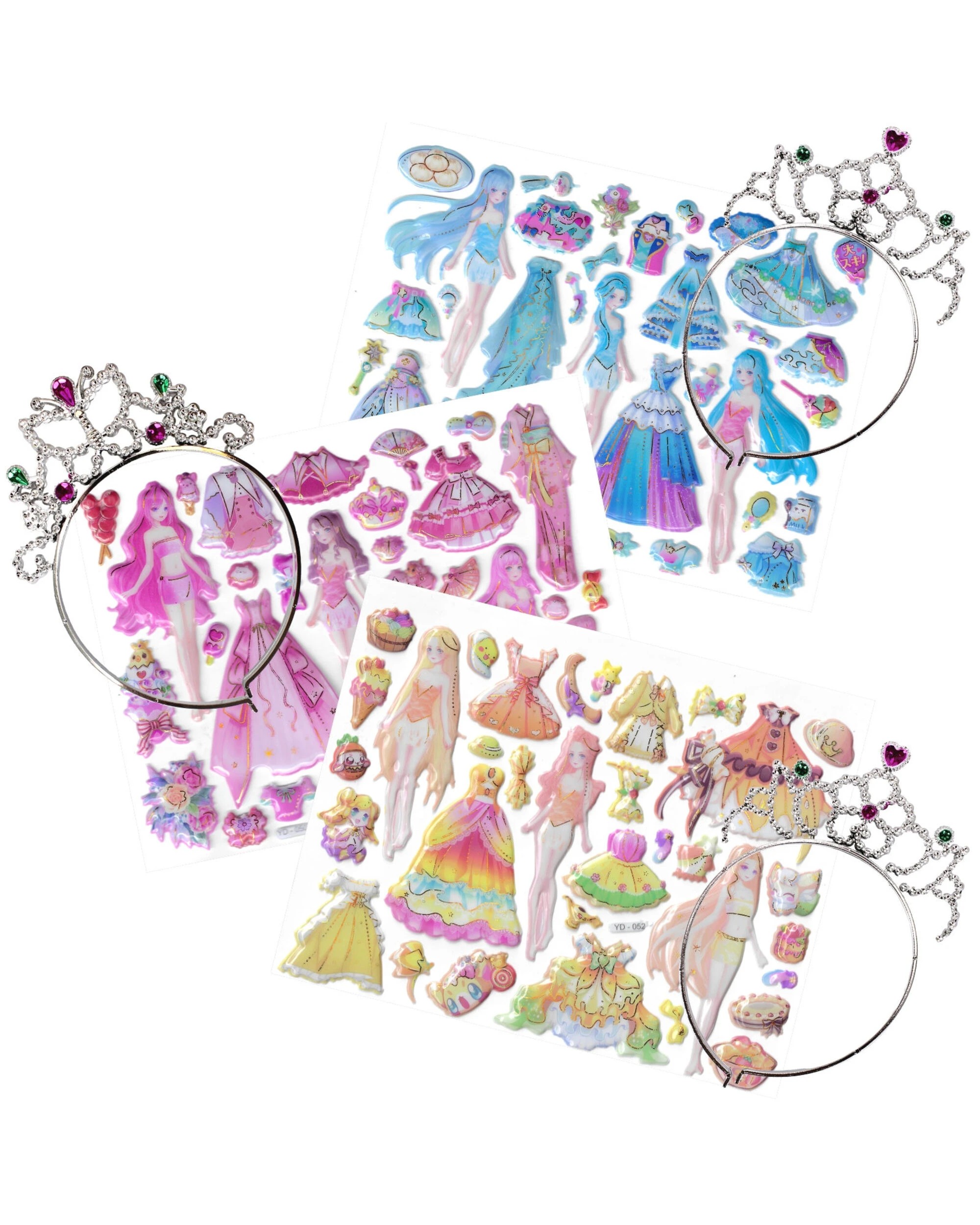 1 Party Maker 12 Princess Tiaras and 12 Sticker Sheets Mega Pack - Multi, 1 of 3