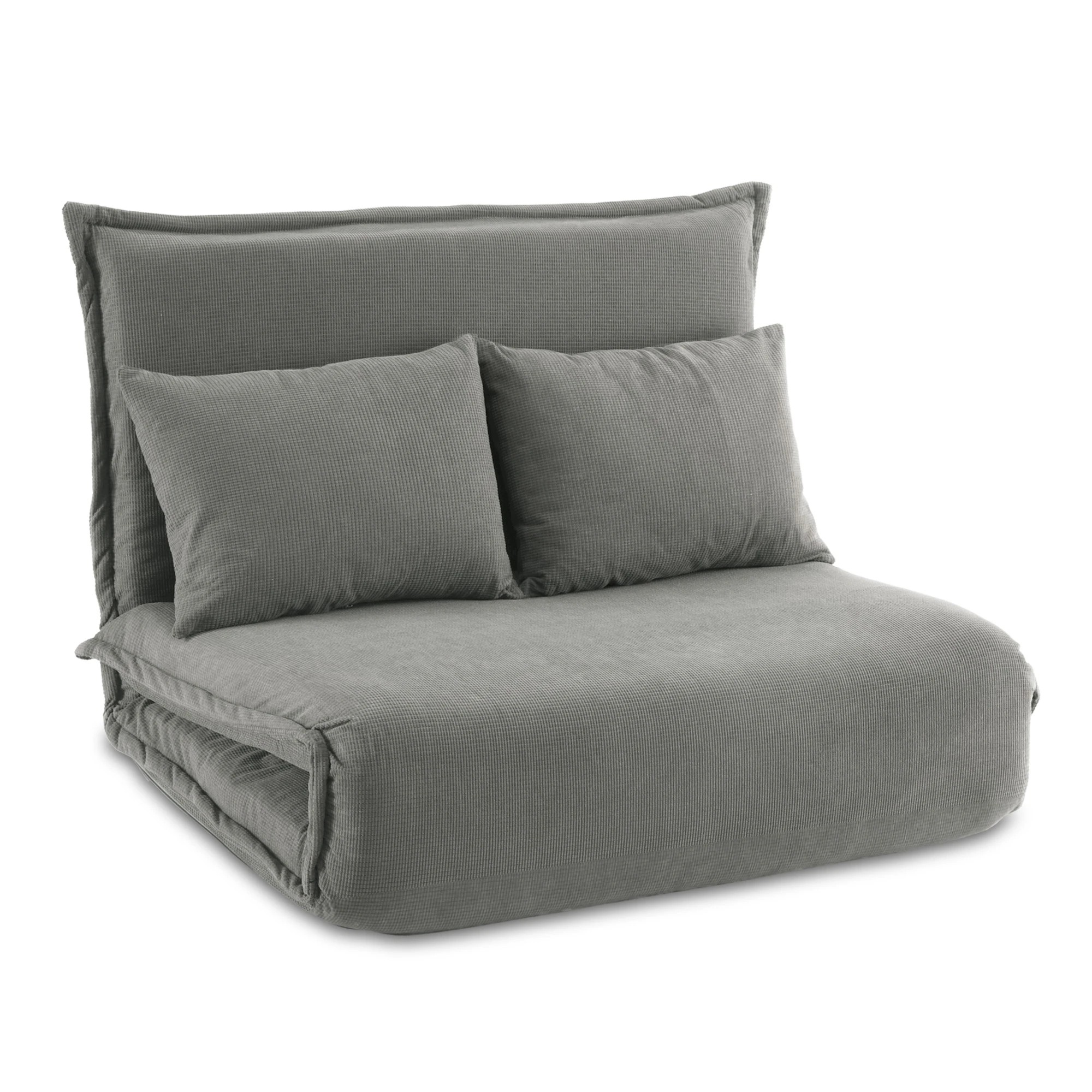 1 Artiss Floor Lounge Sofa Bed Foldable 2 Seater - Grey, 1 of 7
