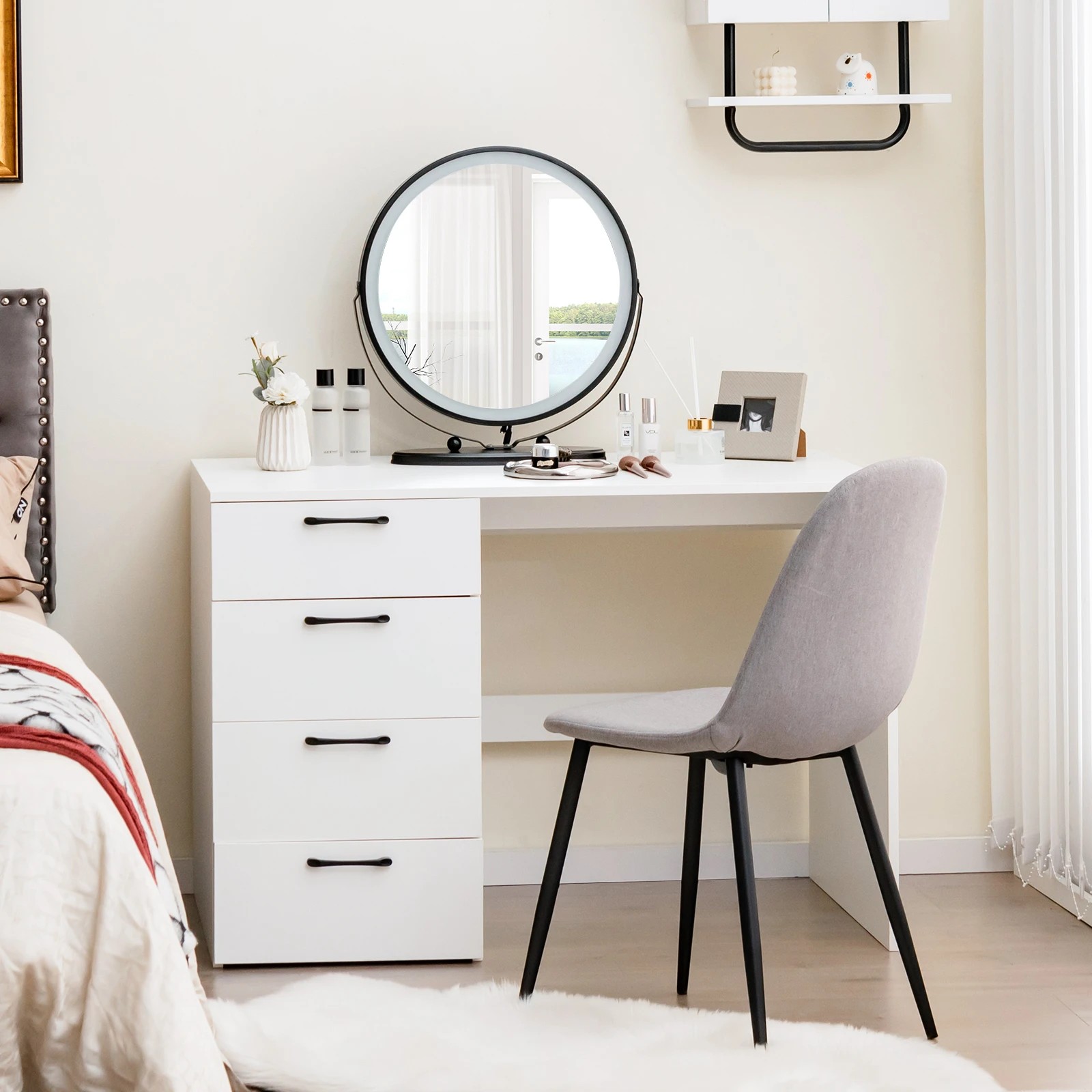 3 Costway 4-Drawer Computer Desk Home Office Writing Table, 3 of 4