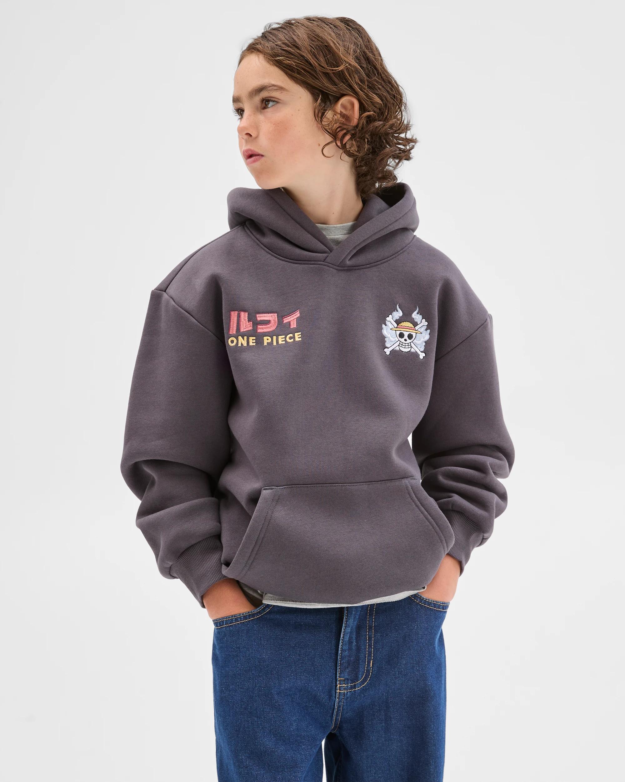 1 One Piece Gear 4 Luffy Popover Hooded Jumper WASHED BLACK, 1 of 10
