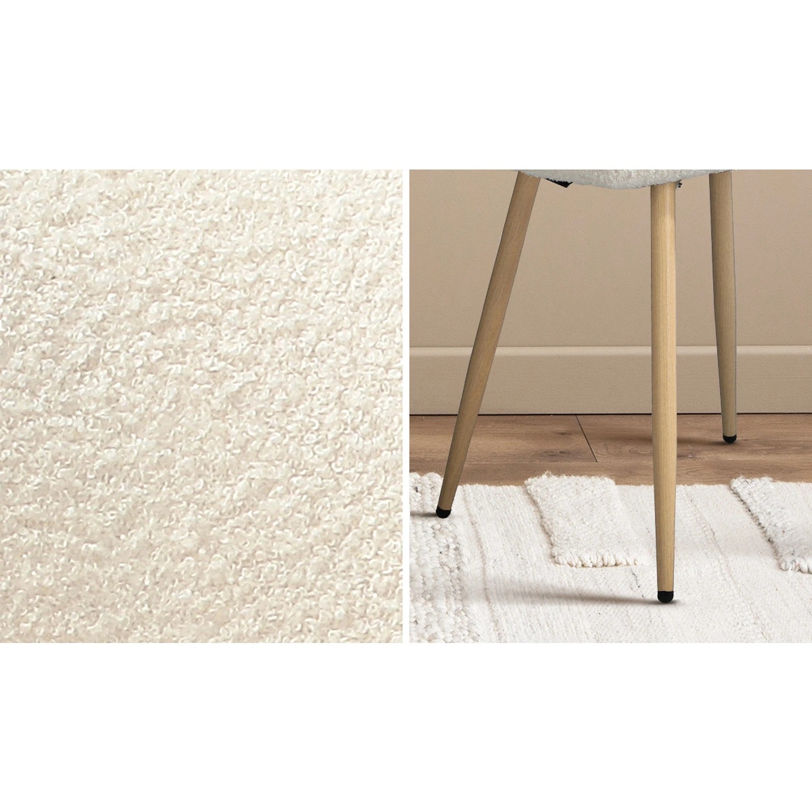 5 Oikiture 2PCS Dining Chairs Accent Chair Armchair Sherpa Wooden - White, 5 of 9